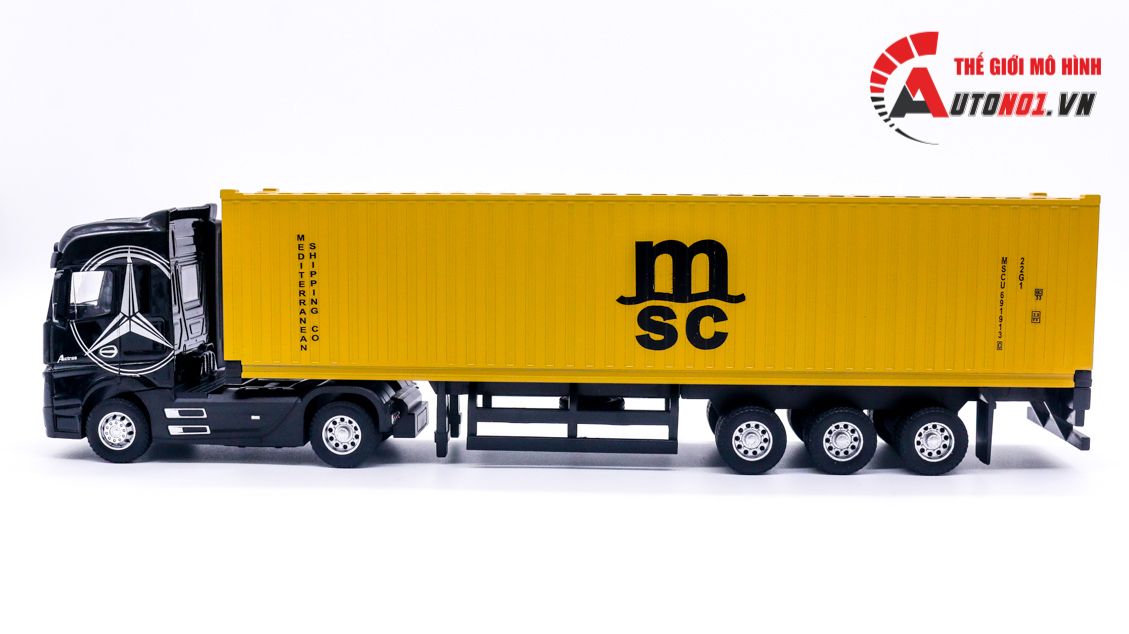Mô hình xe đầu kéo container Mecedes Ben Actros có đầu kim loại 31x6x8cm tỉ lệ 1:36 8230