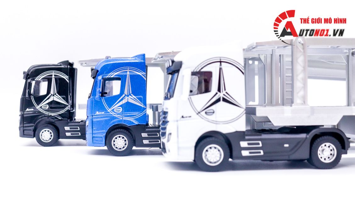 Mô hình xe đầu kéo chở xe truck trailer Mecedes Benz Actros có đầu kim loại 41x6x8cm tỉ lệ 1:36 8231