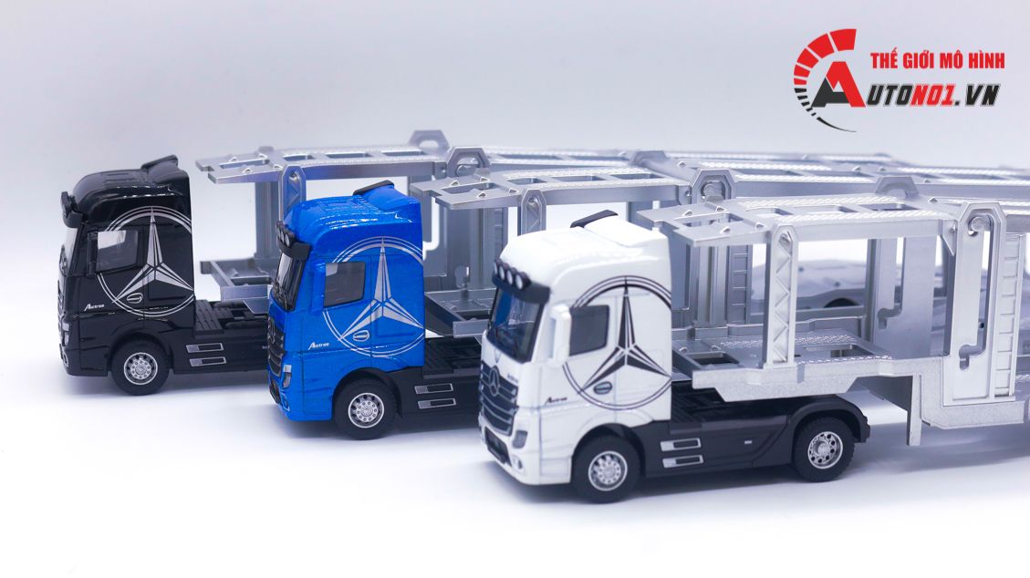 Mô hình xe đầu kéo chở xe truck trailer Mecedes Benz Actros có đầu kim loại 41x6x8cm tỉ lệ 1:36 8231
