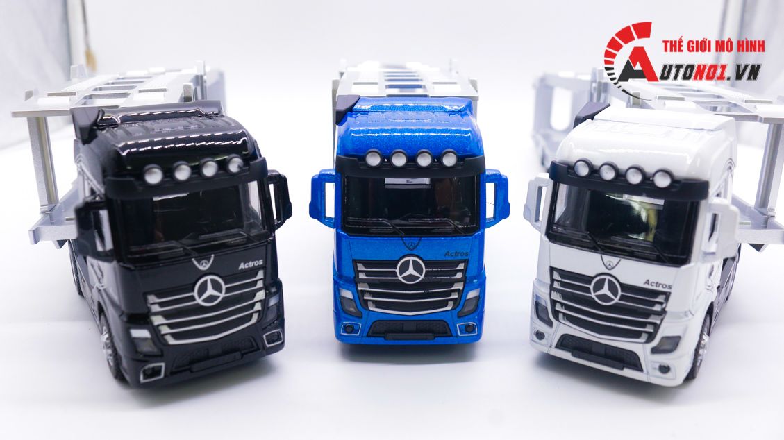 Mô hình xe đầu kéo chở xe truck trailer Mecedes Benz Actros có đầu kim loại 41x6x8cm tỉ lệ 1:36 8231