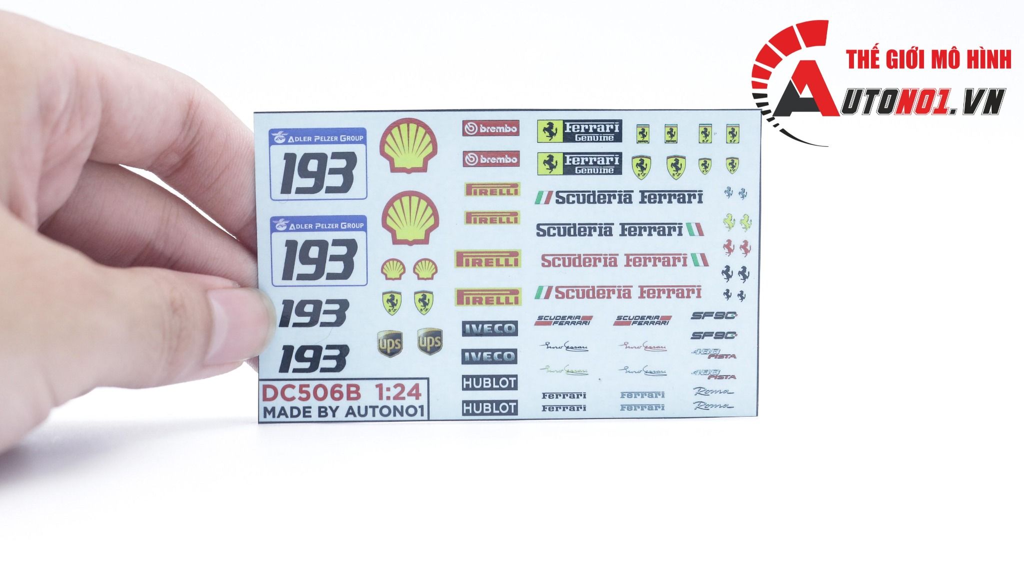  Decal nước trang trí xe Ferrari - SF90 - 488 Pista - Roma - Racing tỉ lệ 1:24 Autono1 DC506b 