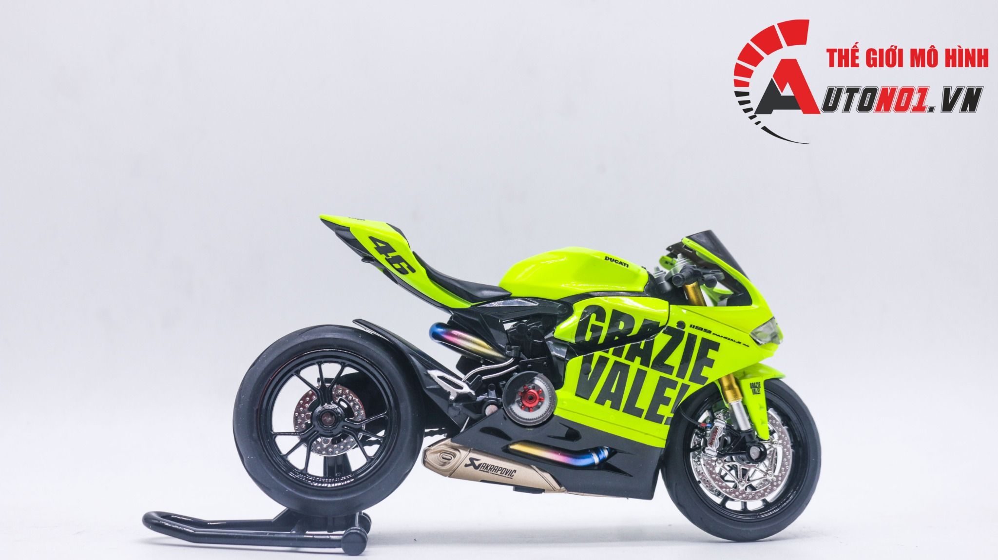 Mô hình xe Ducati 1199 custom Grazie Vale 46 độ nồi có ben nâng tỉ lệ 1:12 Autono1 Jiaye model D243