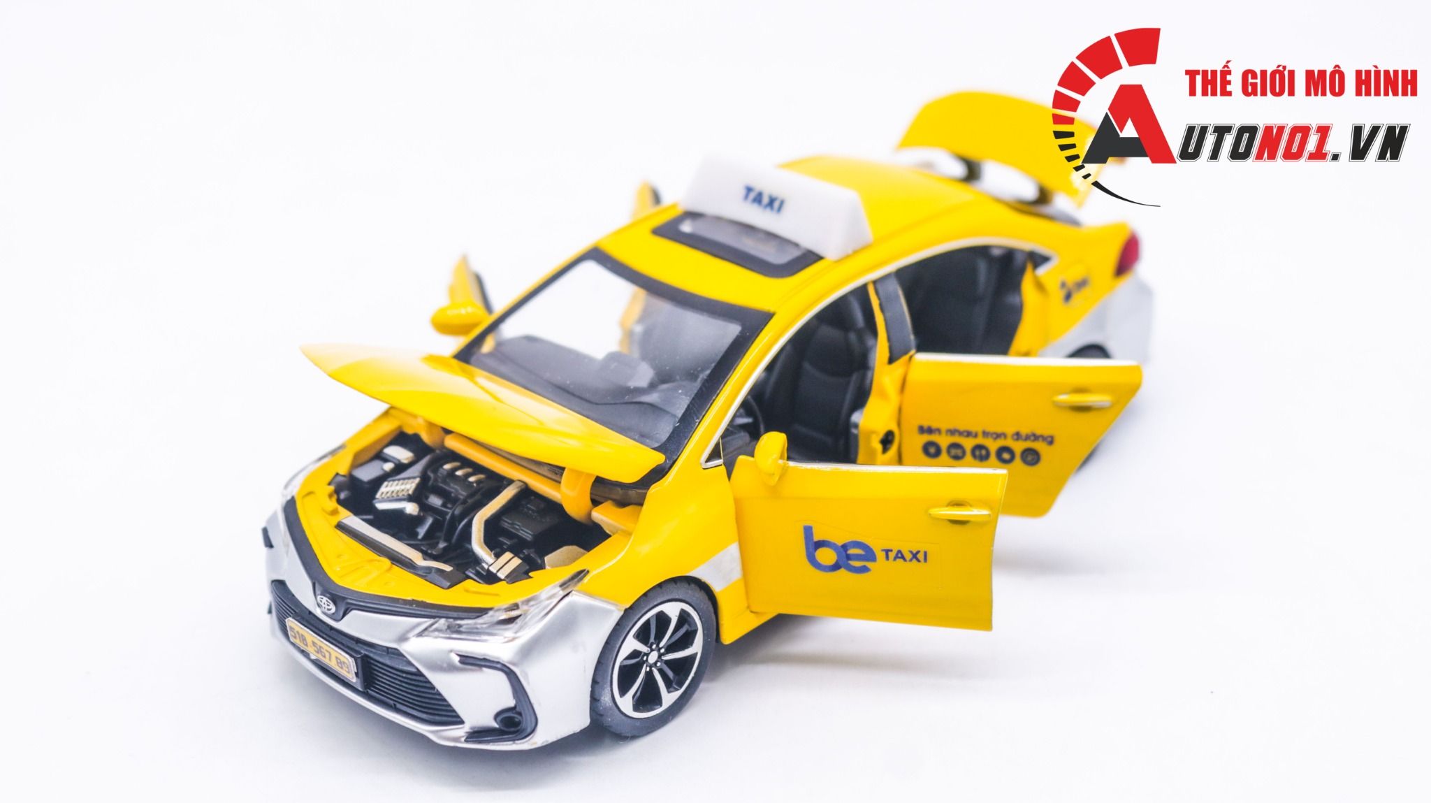 Mô hình xe độ dịch vụ Toyota Corolla custom taxi bee có âm thanh - đèn tỉ lệ 1:32 Autono1 OT335