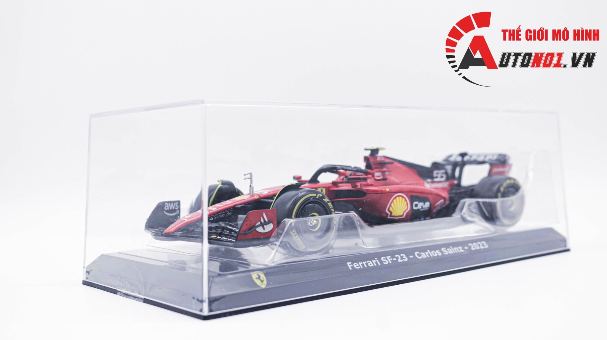 Mô hình xe đua F1 Ferrari Formular Sf23 2023 có hộp mica tỉ lệ 1:24 Bburago OT333
