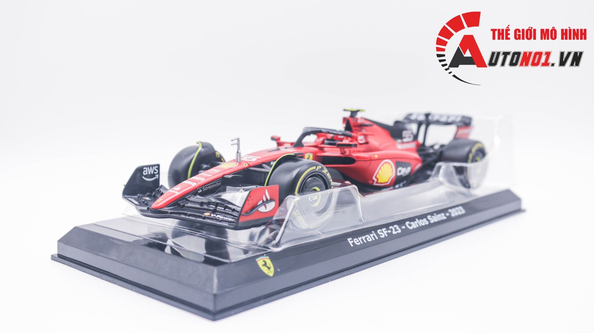  Mô hình xe đua F1 Ferrari Formular Sf23 2023 có hộp mica tỉ lệ 1:24 Bburago OT333 