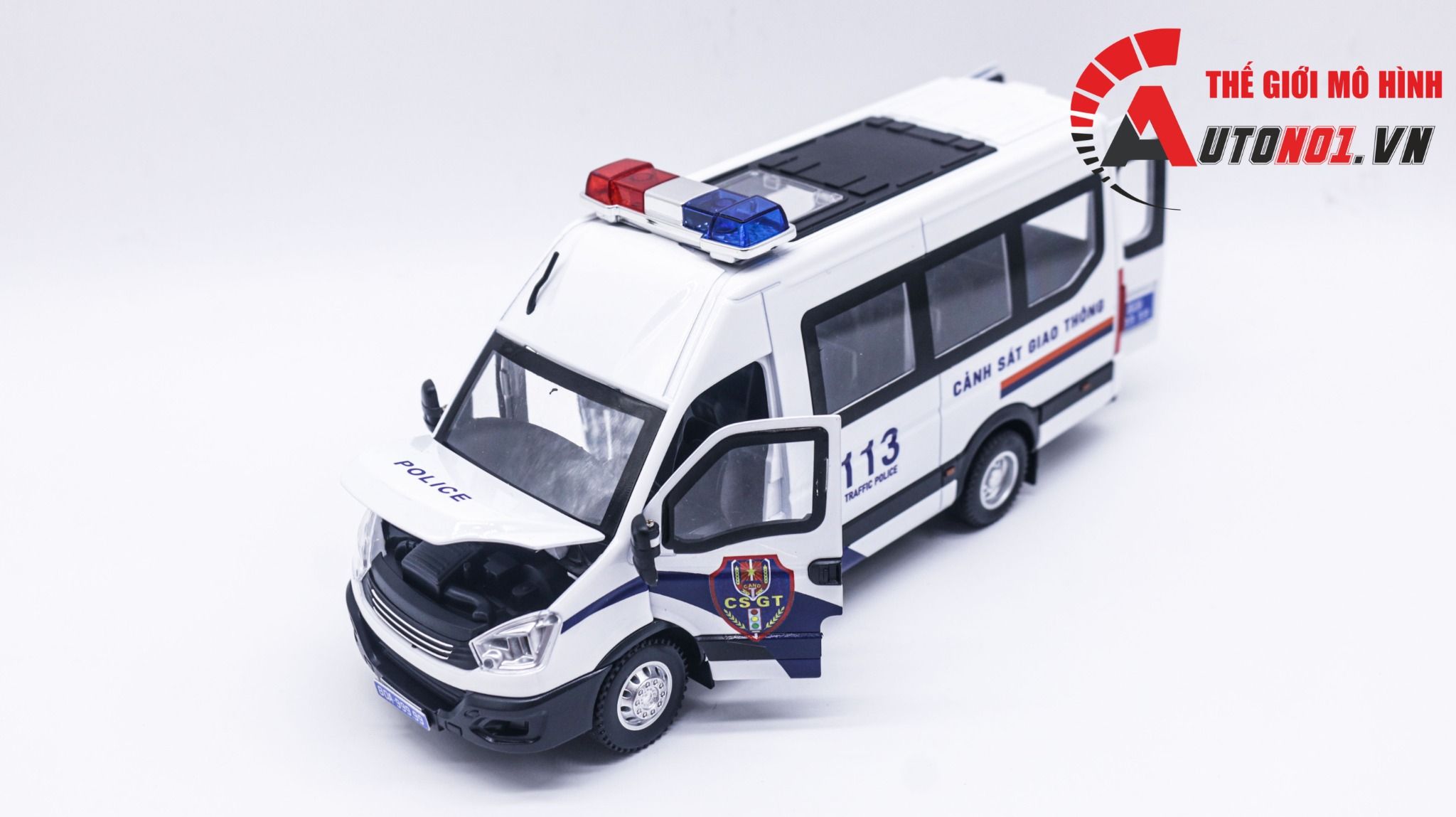 Mô hình xe ô tô độ CSGT Vieco full open tỉ lệ 1:24 Jinlifang Autono1 OT372