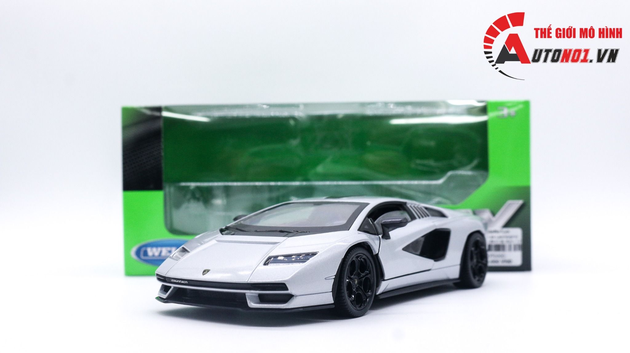 Mô hình xe Lamborghini Countach LPI800-4 đánh lái được full kính tỉ lệ 1:24 Welly OT021