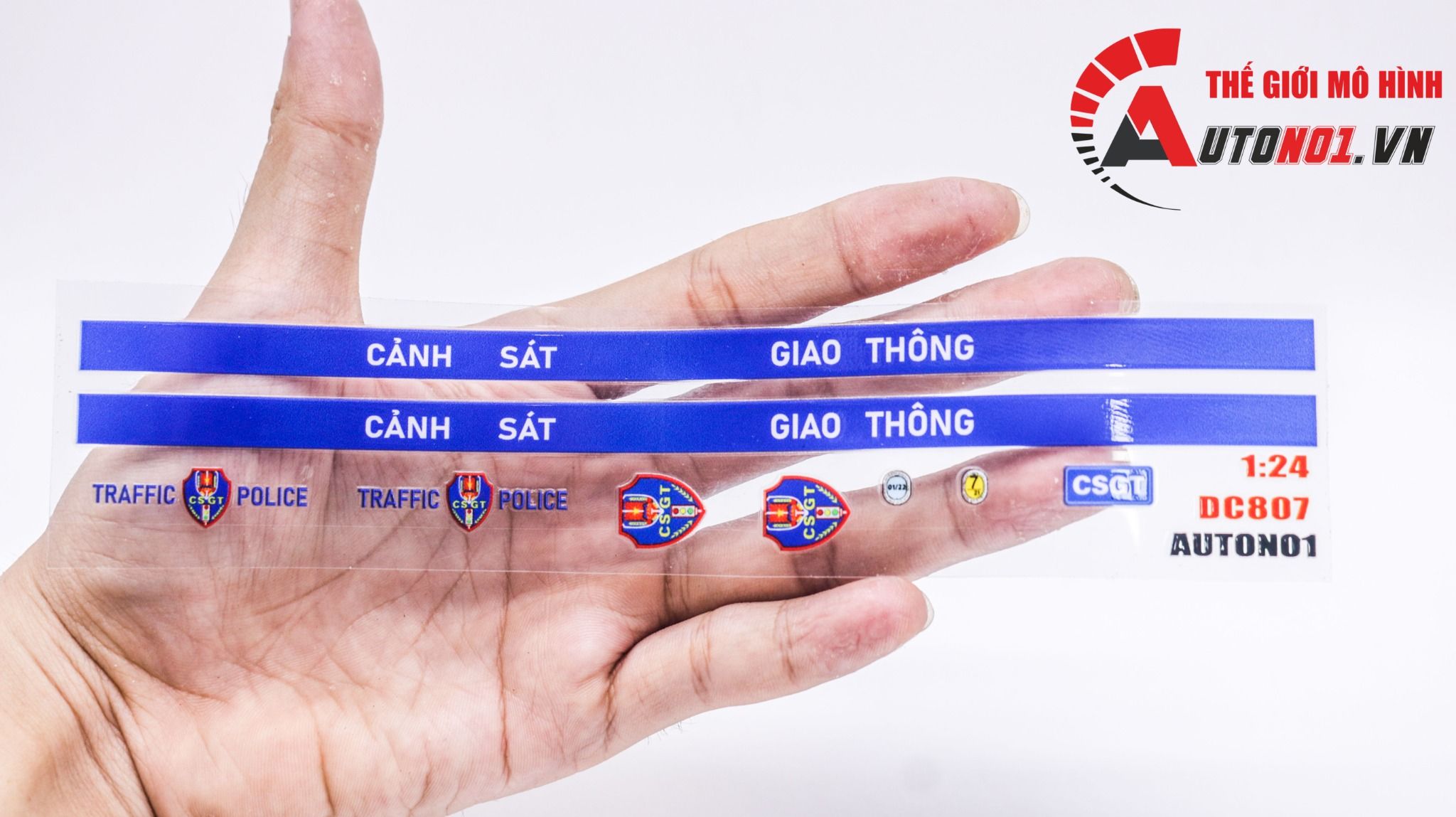  Decal UV độ cảnh sát giao thông cho xe mọi tỉ lệ có keo sẵn lột dán DC807 