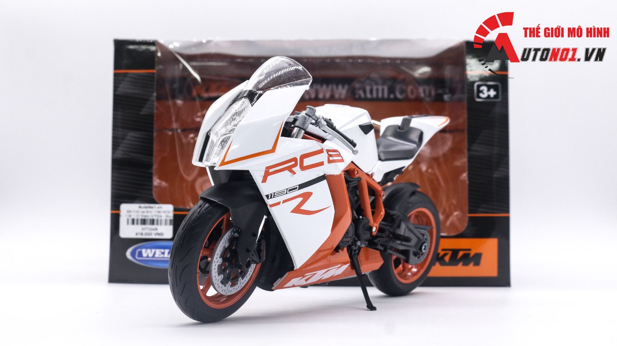  Mô hình xe Ktm 1190 RC8 R tỉ lệ 1:10 Welly MT004 