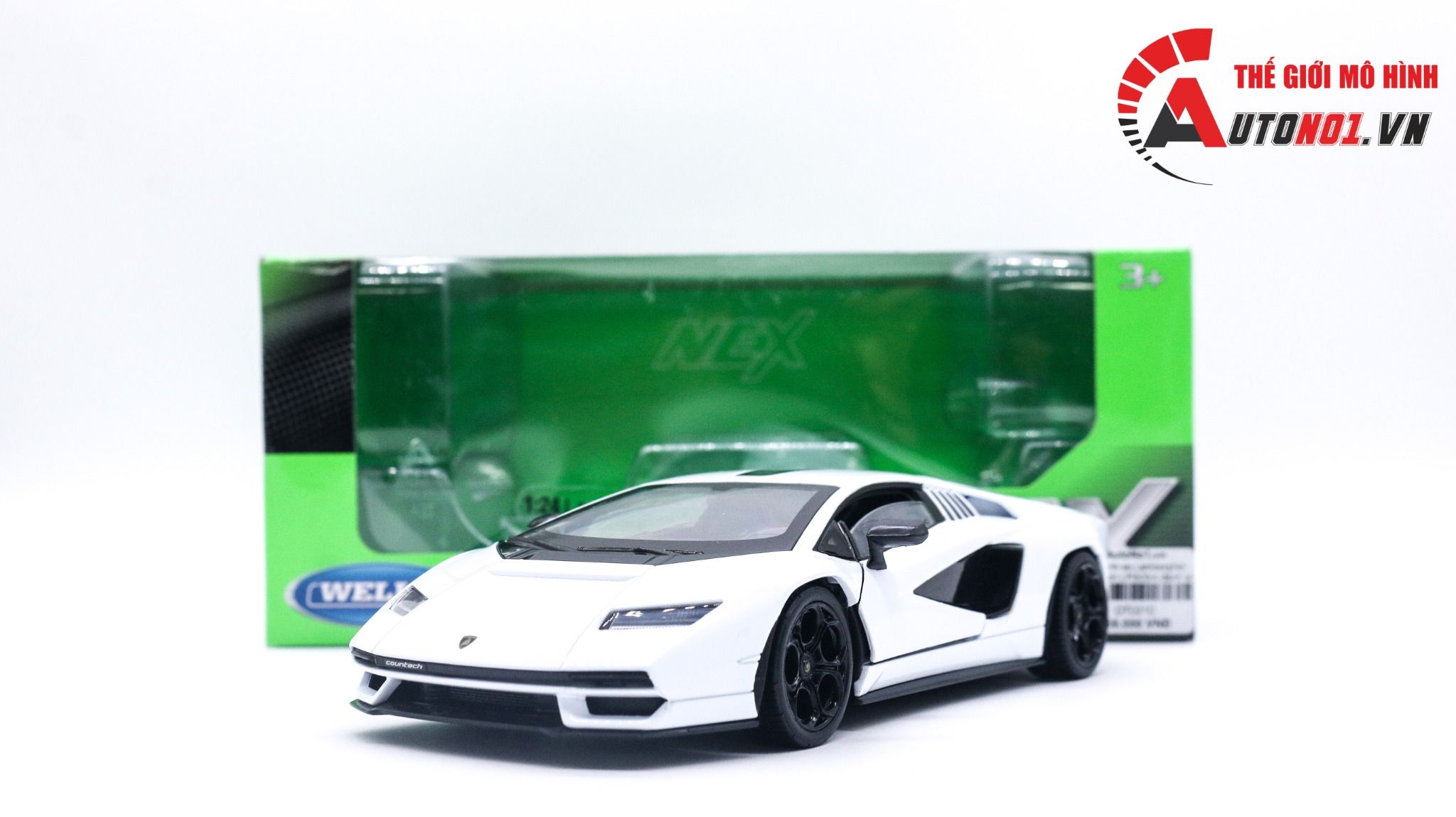 Mô hình xe Lamborghini Countach LPI800-4 đánh lái được full kính tỉ lệ 1:24 Welly OT021