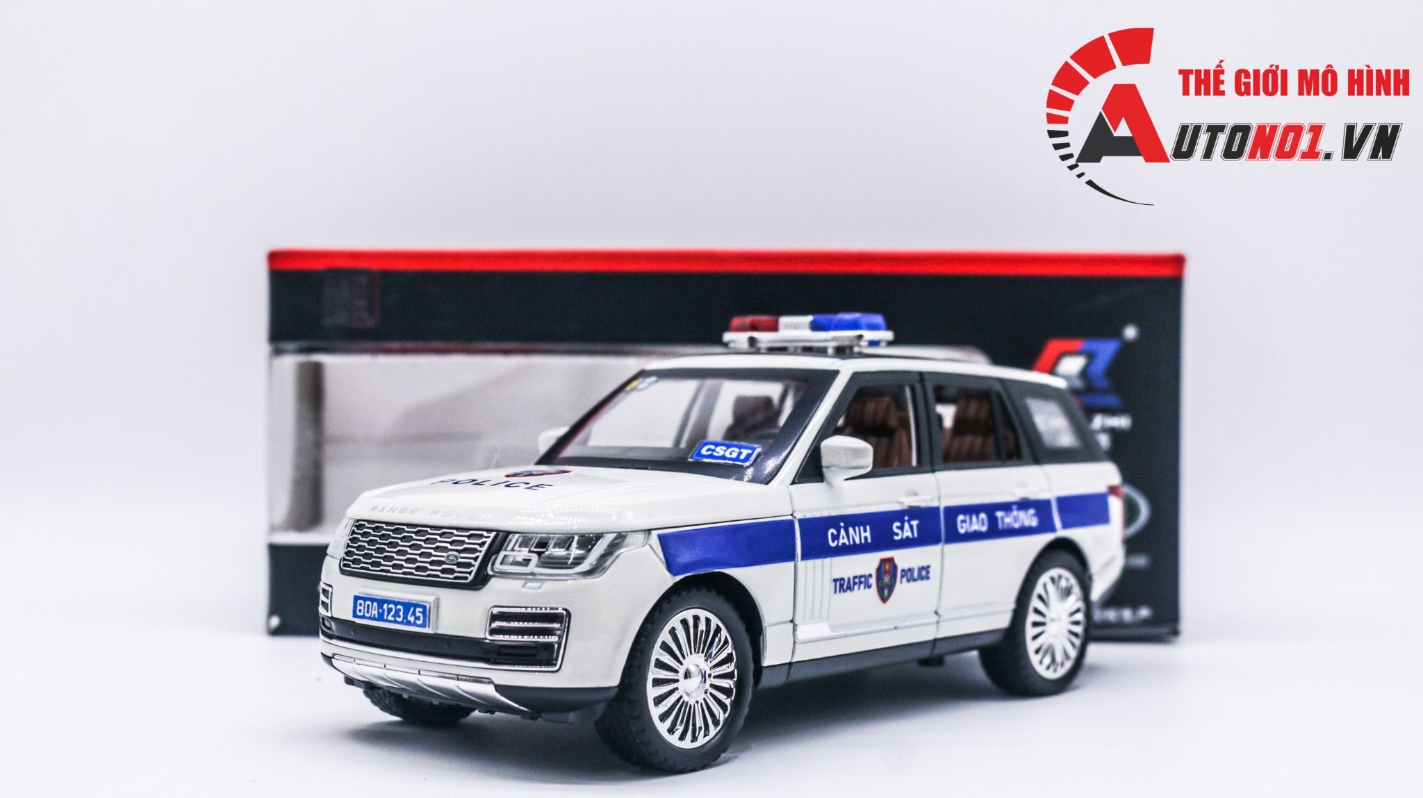Mô hình xe ô tô độ CSGT Land Rover Range Rover full open tỉ lệ 1:24 Chezhi Autono1 OT383