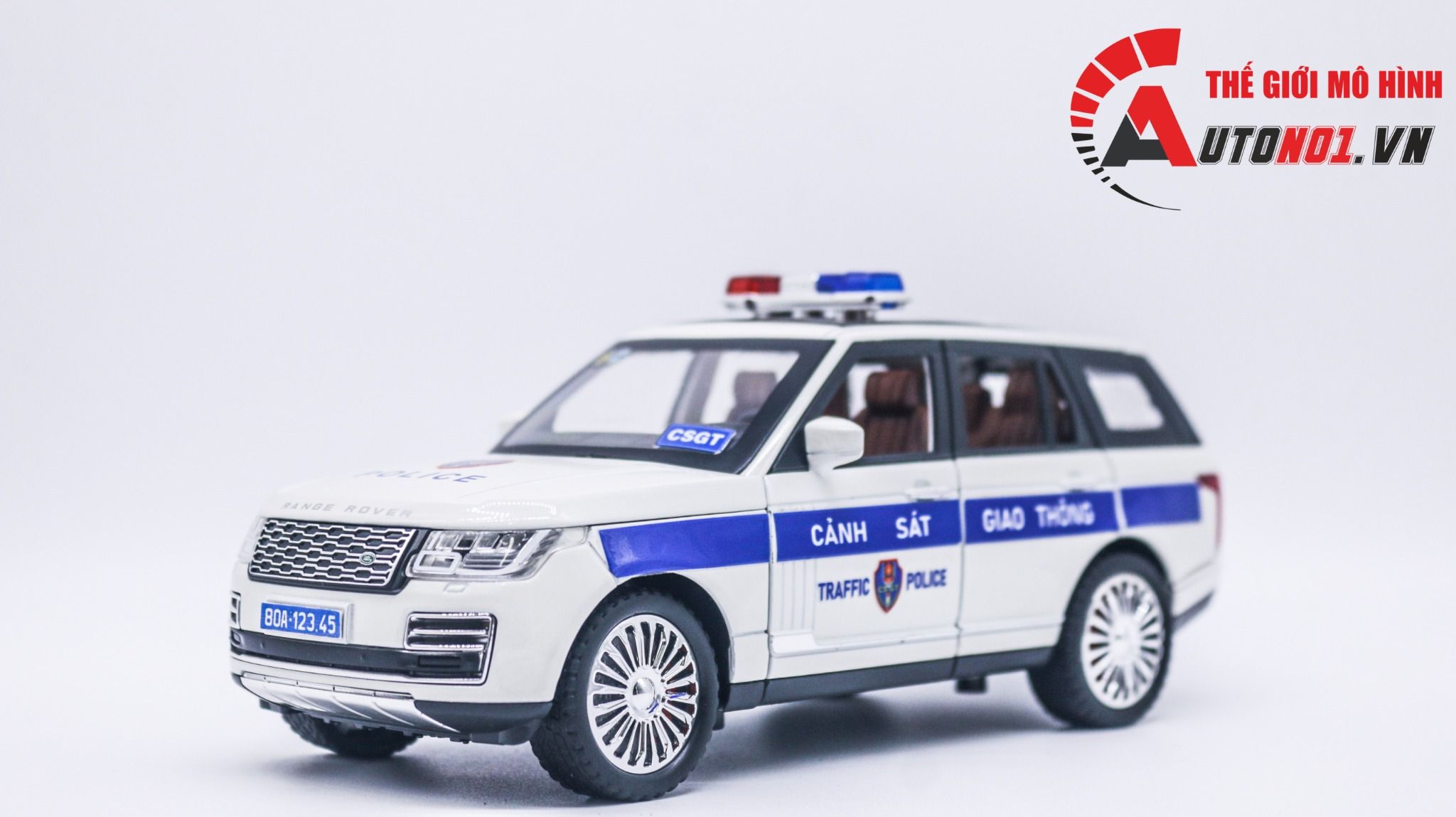 Mô hình xe ô tô độ CSGT Land Rover Range Rover full open tỉ lệ 1:24 Chezhi Autono1 OT383