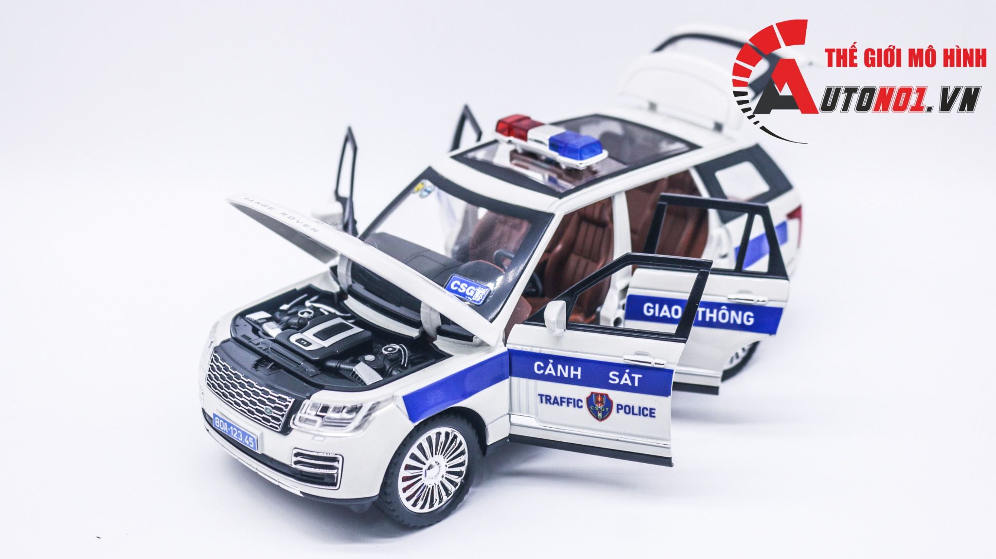 Mô hình xe ô tô độ CSGT Land Rover Range Rover full open tỉ lệ 1:24 Chezhi Autono1 OT383