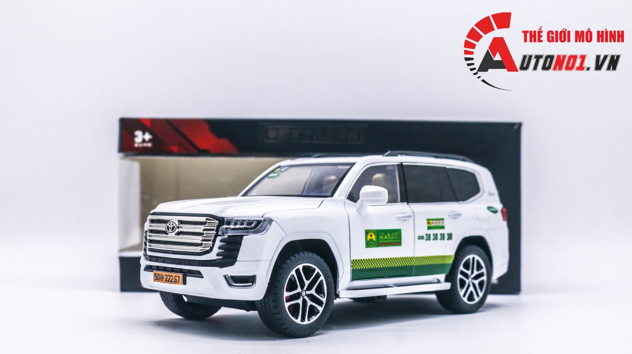 Mô hình xe độ dịch vụ taxi Mai Linh Toyota Land Cruiser LC300 2022 full open - full kính - đánh lái được - có remote tỉ lệ 1:24 Henteng model Autono1 OT392