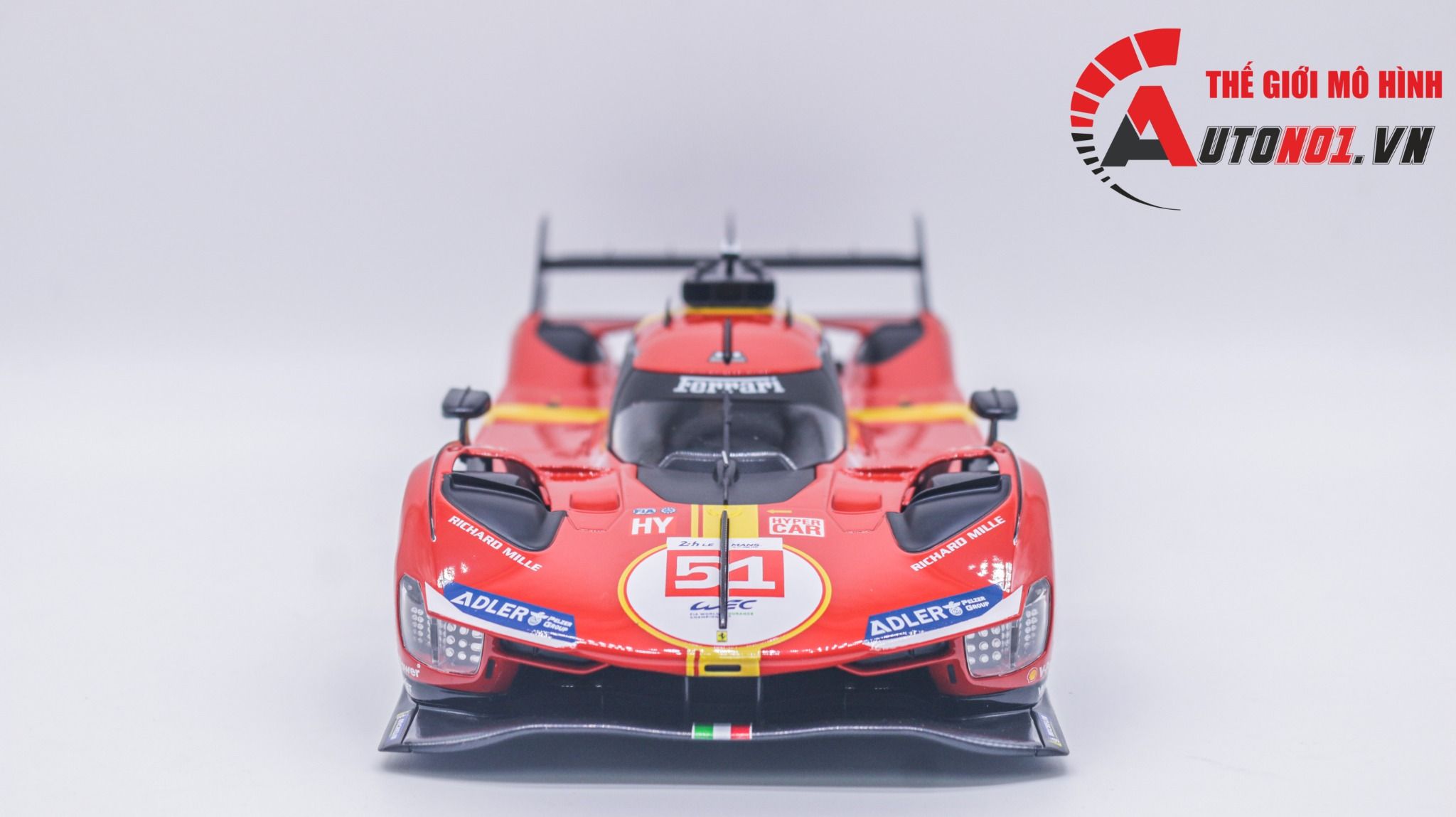 Mô hình xe Ferrari 499P 3.0L turbo V6 team Ferrari Corse #50 - #51 24h Le Mans 2023 18-16301 (#50) tỉ lệ 1:18 Bburago OT374
