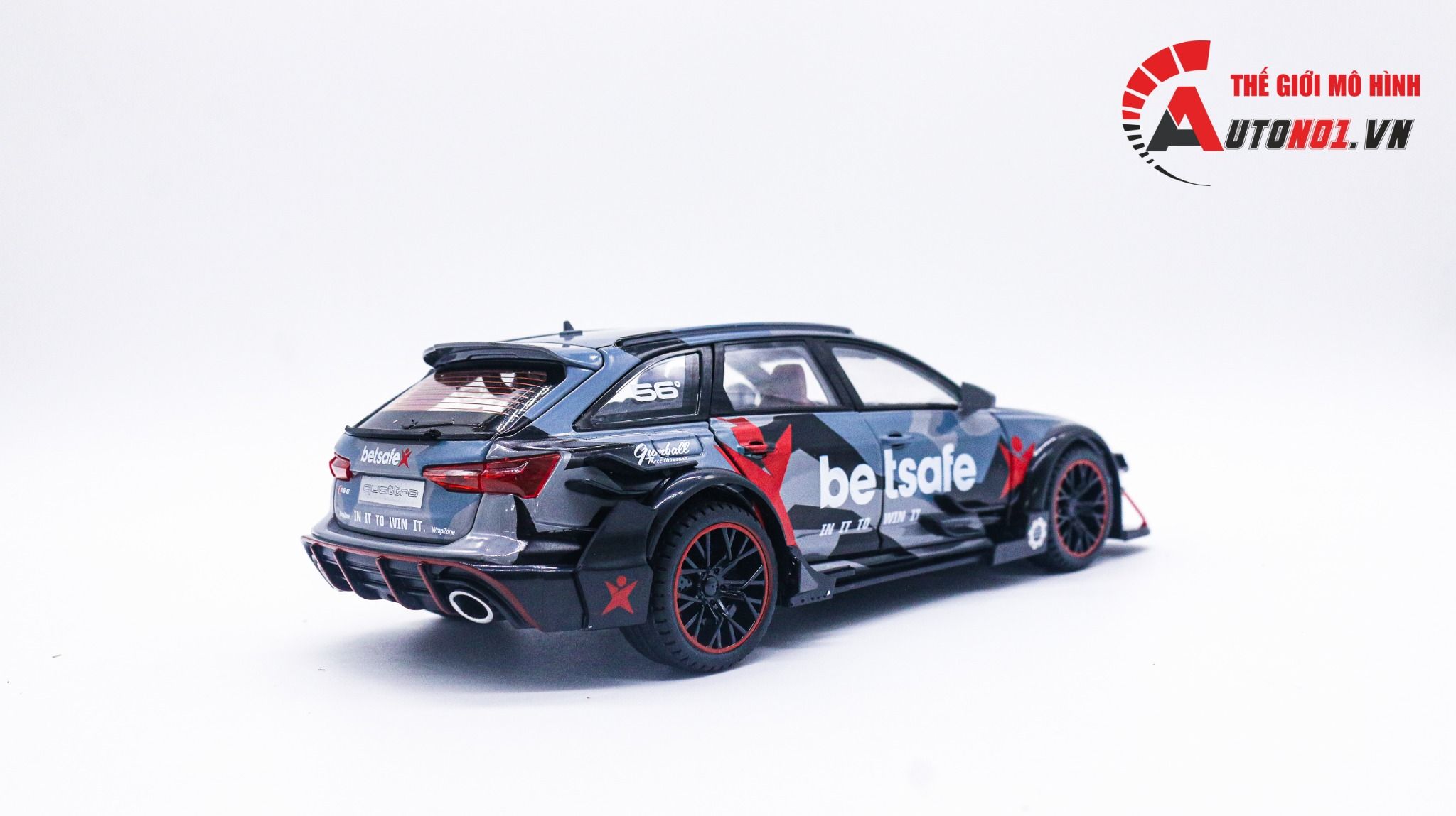 Mô hình xe đua Audi RS6 DTM 56 box camping full open tỉ lệ 1:24 Chezhi OT025