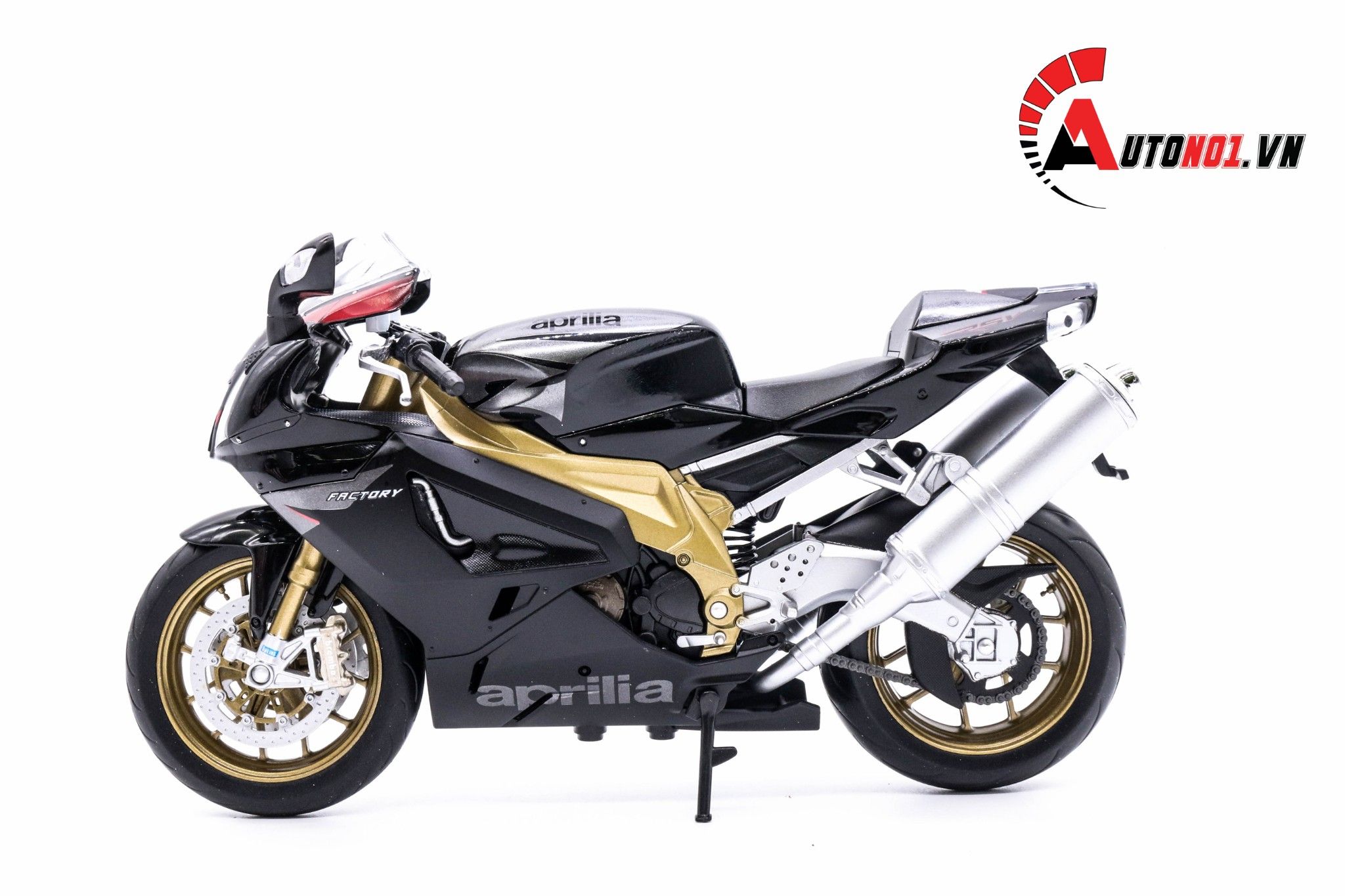  XE MÔ HÌNH MÔ TÔ APRILIA RSV 1000R FACTORY BLACK 1:10 WELLY 3708 