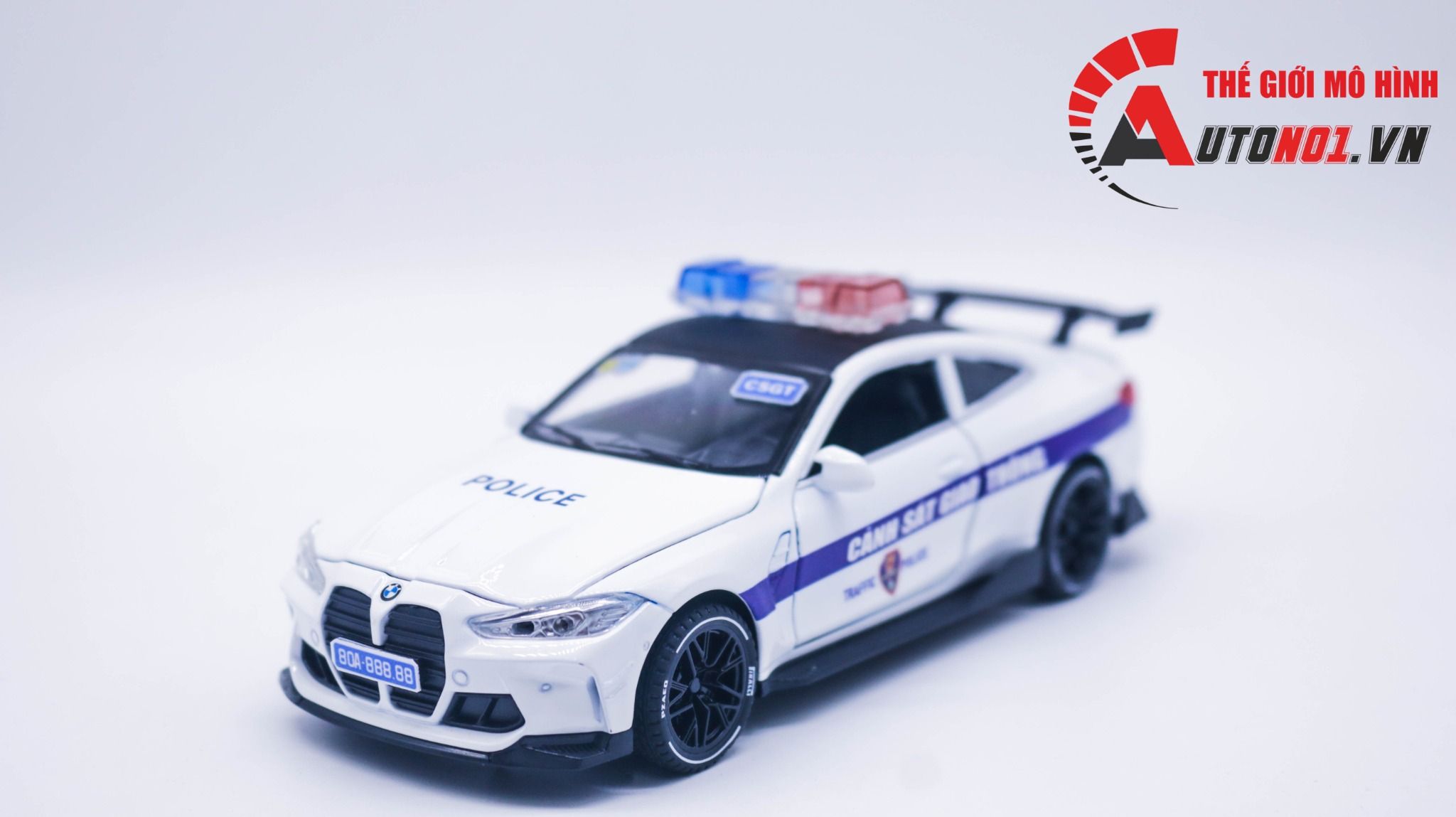 Mô hình xe ô tô độ CSGT BMW M4 full open có đèn có âm thanh tỉ lệ 1:32 Alloy OT397