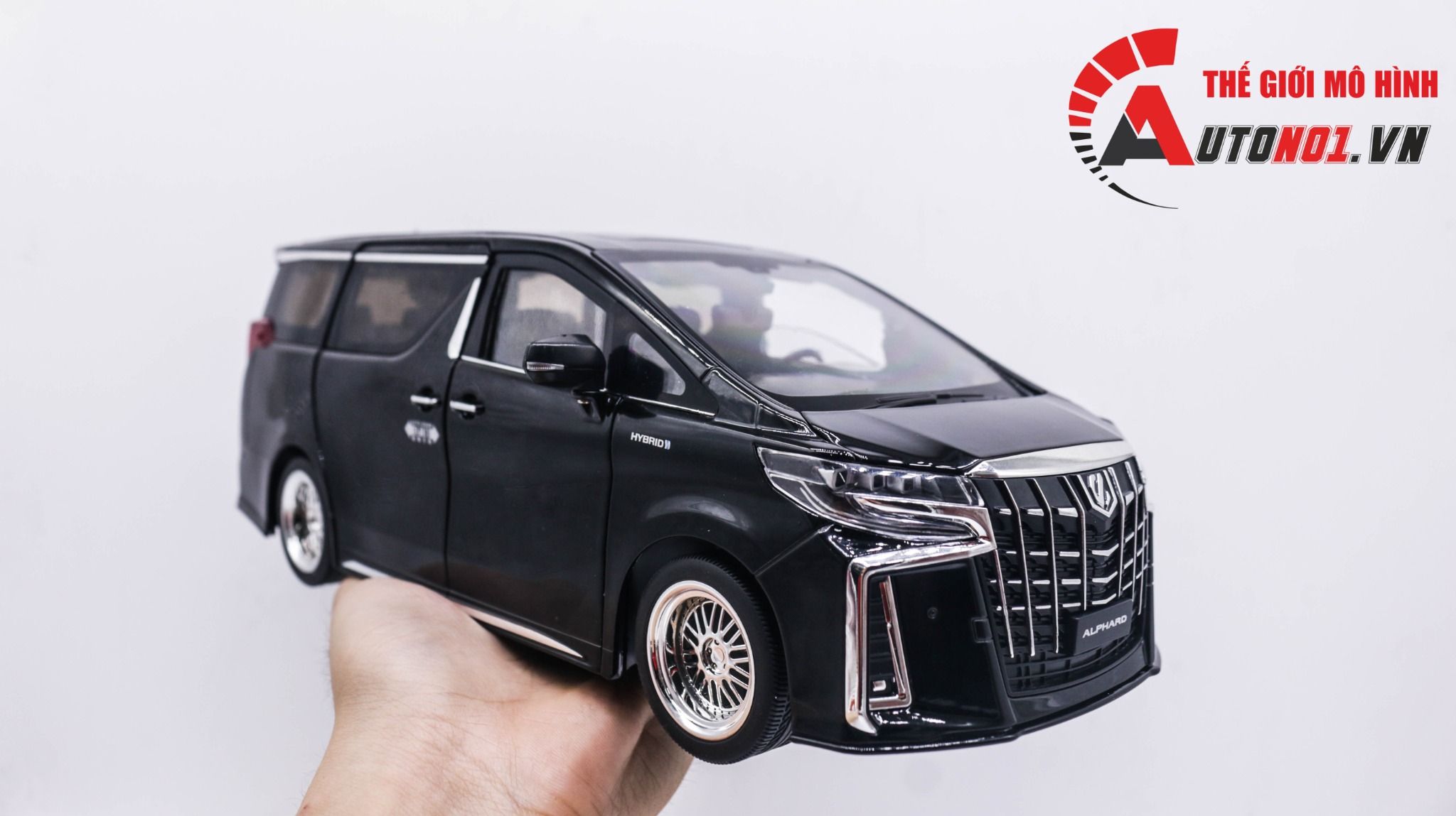 Mô hình xe Toyota Alphard 2023 full open - âm thanh - đèn cửa tự động mở tỉ lệ 1:18 Alloy model OT377