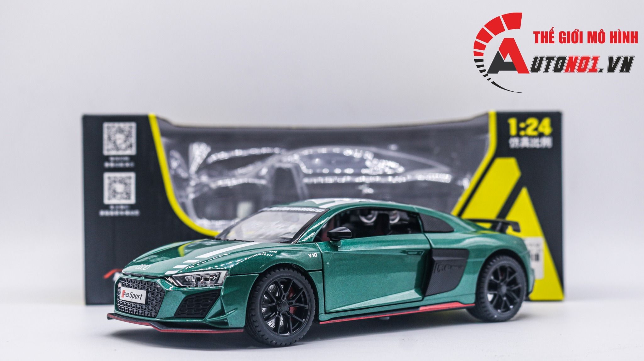 Mô hình xe Audi R8 V10 full open , đánh lái được tỉ lệ 1:24 Miniauto OT354