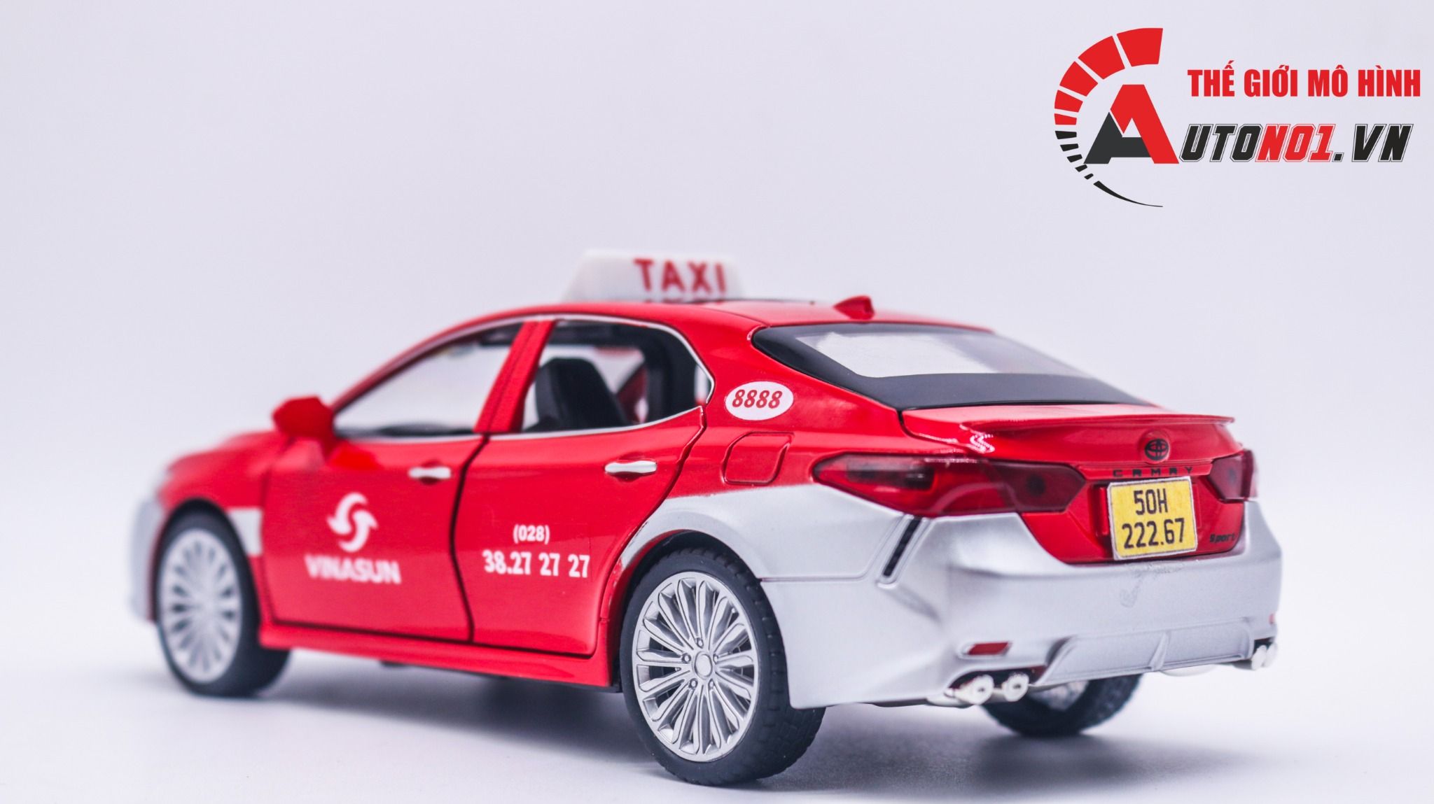 Mô hình xe độ dịch vụ Toyota Camry độ Taxi Vinasun đỏ tỉ lệ 1:24 CheZhi OT378