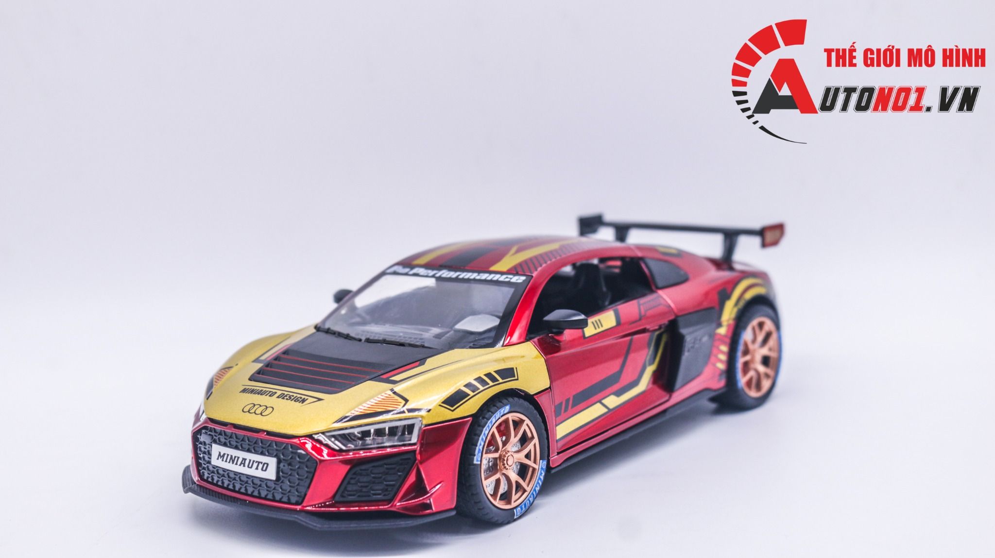 Mô hình xe Audi R8 V10 full open , đánh lái được tỉ lệ 1:24 Miniauto OT354