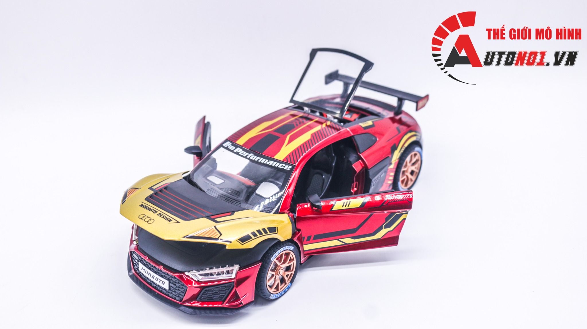 Mô hình xe Audi R8 V10 full open , đánh lái được tỉ lệ 1:24 Miniauto OT354