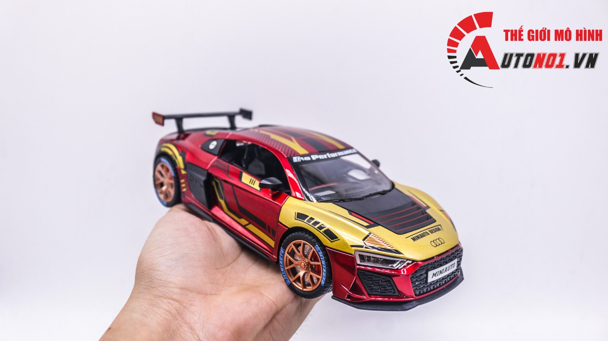 Mô hình xe Audi R8 V10 full open , đánh lái được tỉ lệ 1:24 Miniauto OT354