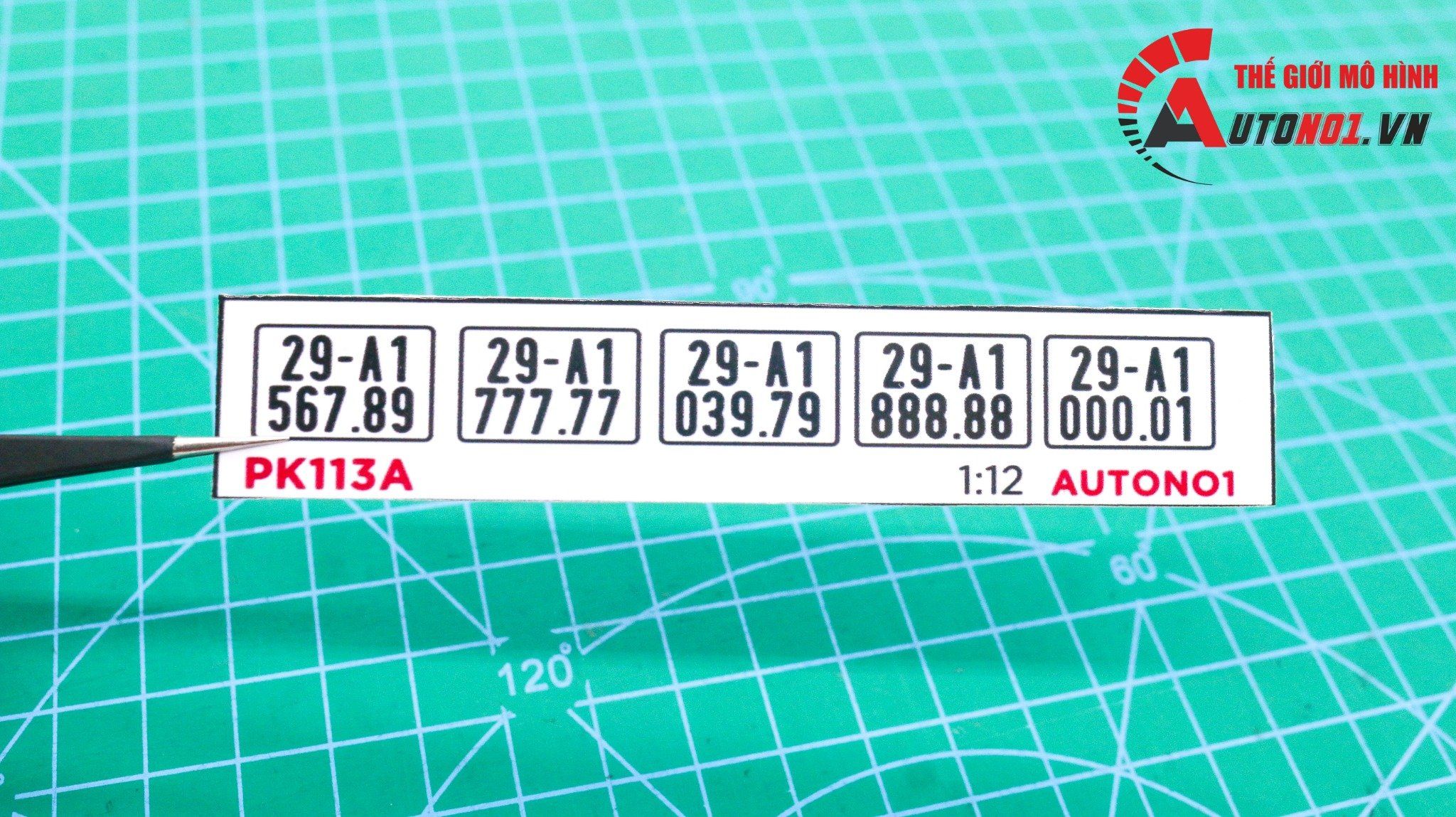 Phụ kiện 5 biển số xe mô hình tỉ lệ 1:12 ép plastic Autono1 Hà Nội PK113