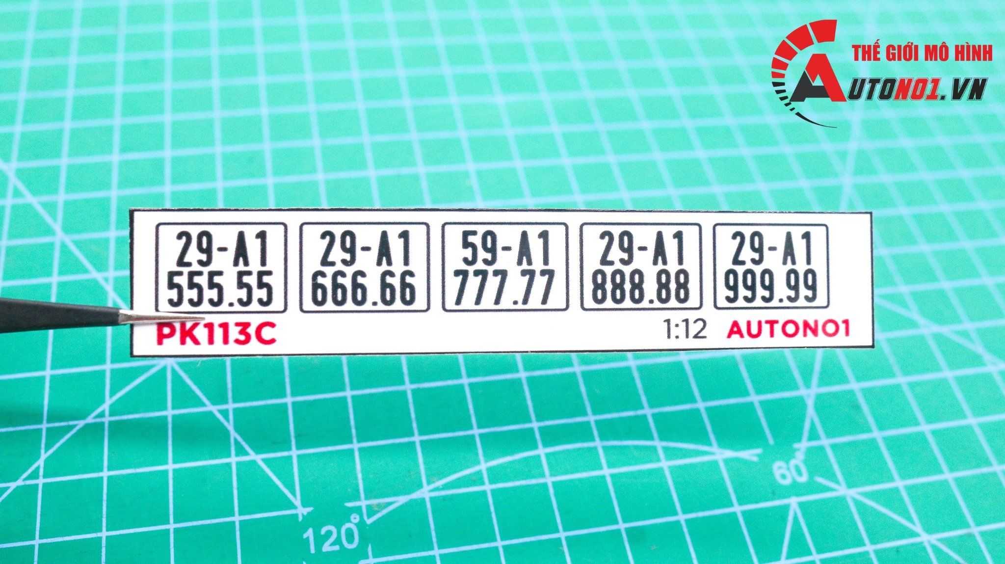 Phụ kiện 5 biển số xe mô hình tỉ lệ 1:12 ép plastic Autono1 Hà Nội PK113