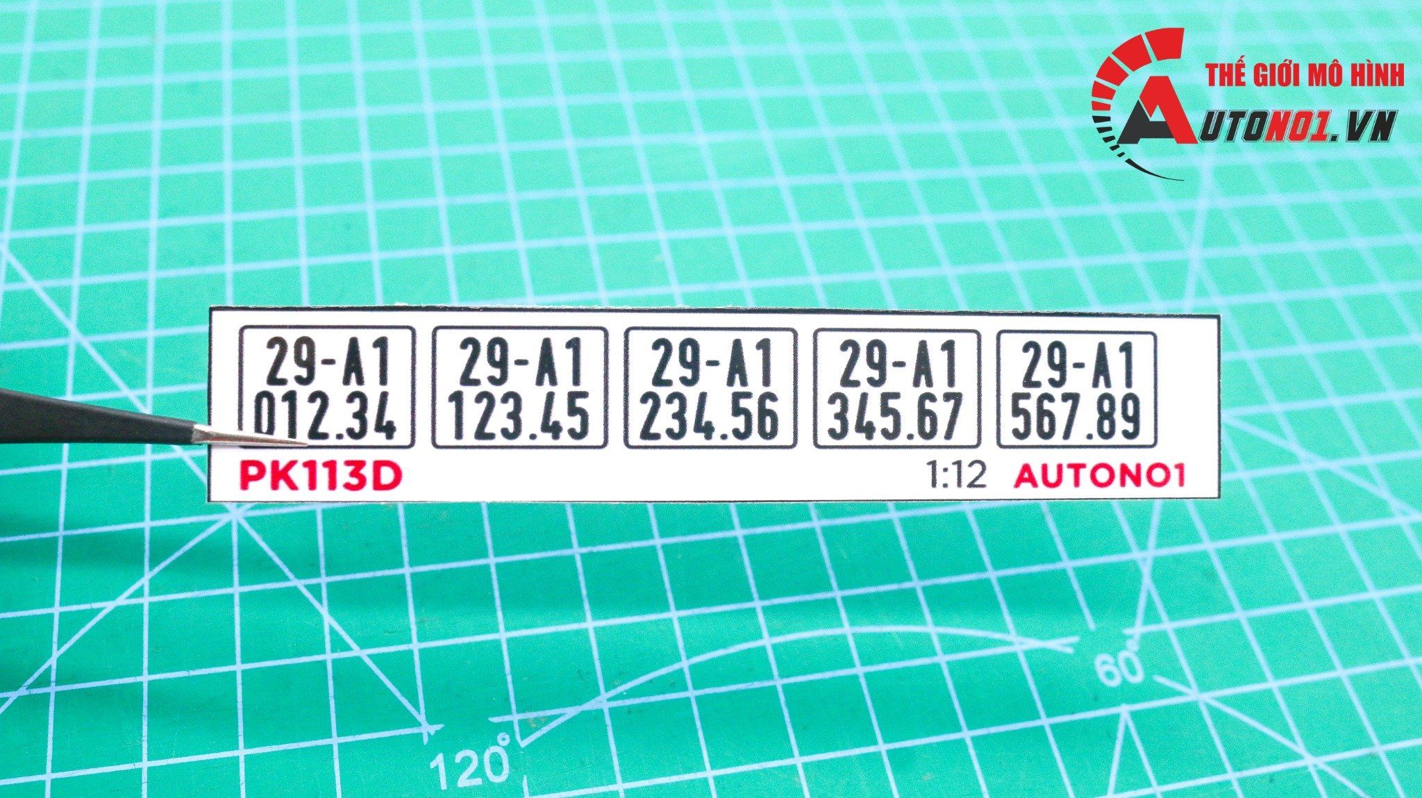 Phụ kiện 5 biển số xe mô hình tỉ lệ 1:12 ép plastic Autono1 Hà Nội PK113