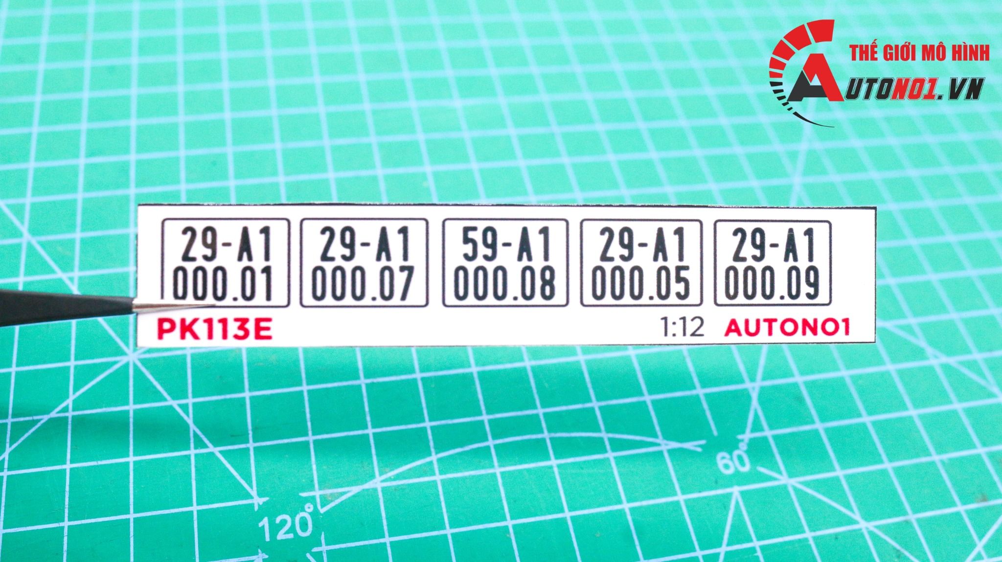 Phụ kiện 5 biển số xe mô hình tỉ lệ 1:12 ép plastic Autono1 Hà Nội PK113
