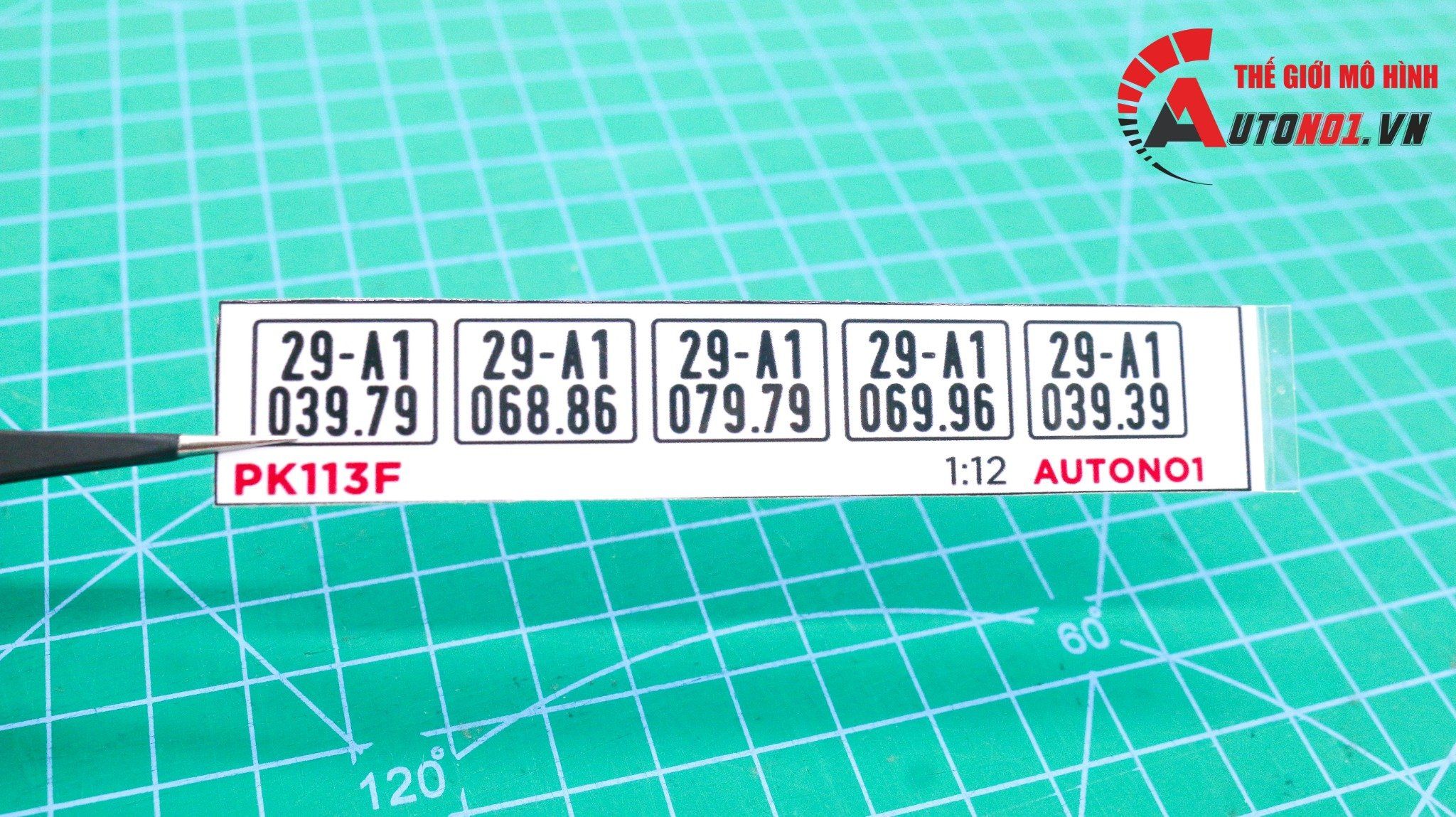 Phụ kiện 5 biển số xe mô hình tỉ lệ 1:12 ép plastic Autono1 Hà Nội PK113