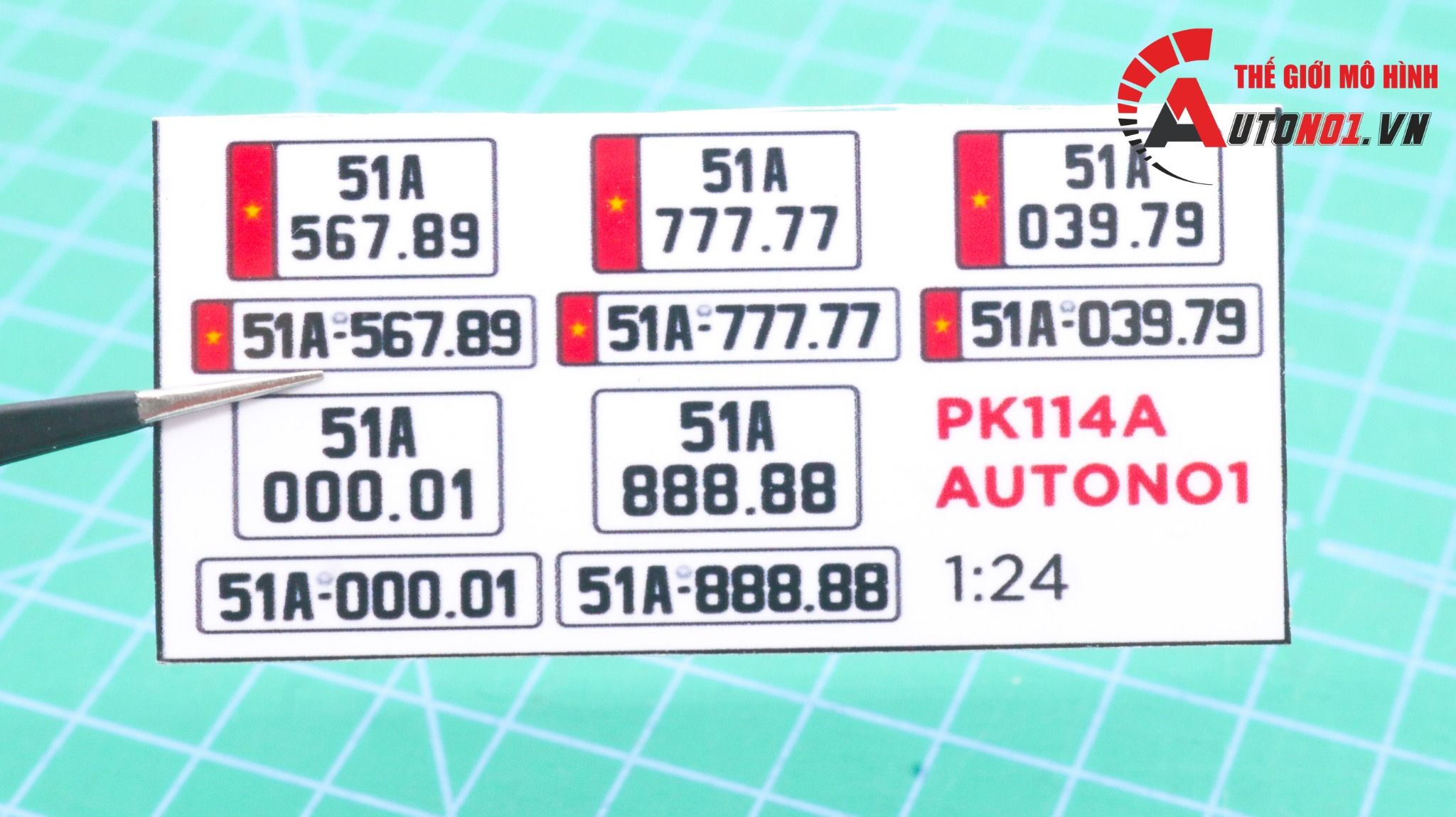  Phụ kiện 5 biển số xe mô hình tỉ lệ 1:24 ép plastic Autono1 HCM PK114 