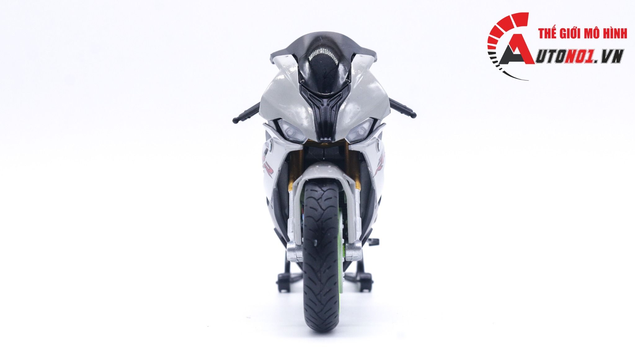 Mô hình xe độ Bmw S1000rr gray độ mâm - độ pô titan tỉ lệ 1:12 Autono1 Welly D226M