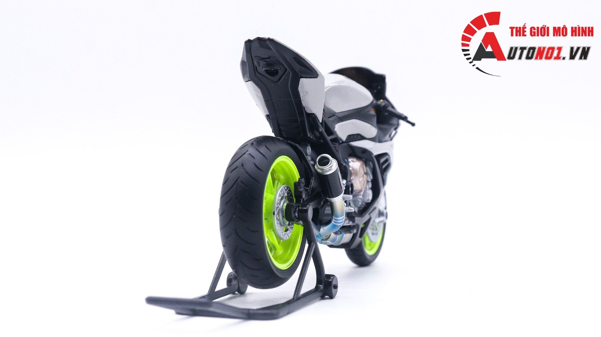 Mô hình xe độ Bmw S1000rr gray độ mâm - độ pô titan tỉ lệ 1:12 Autono1 Welly D226M