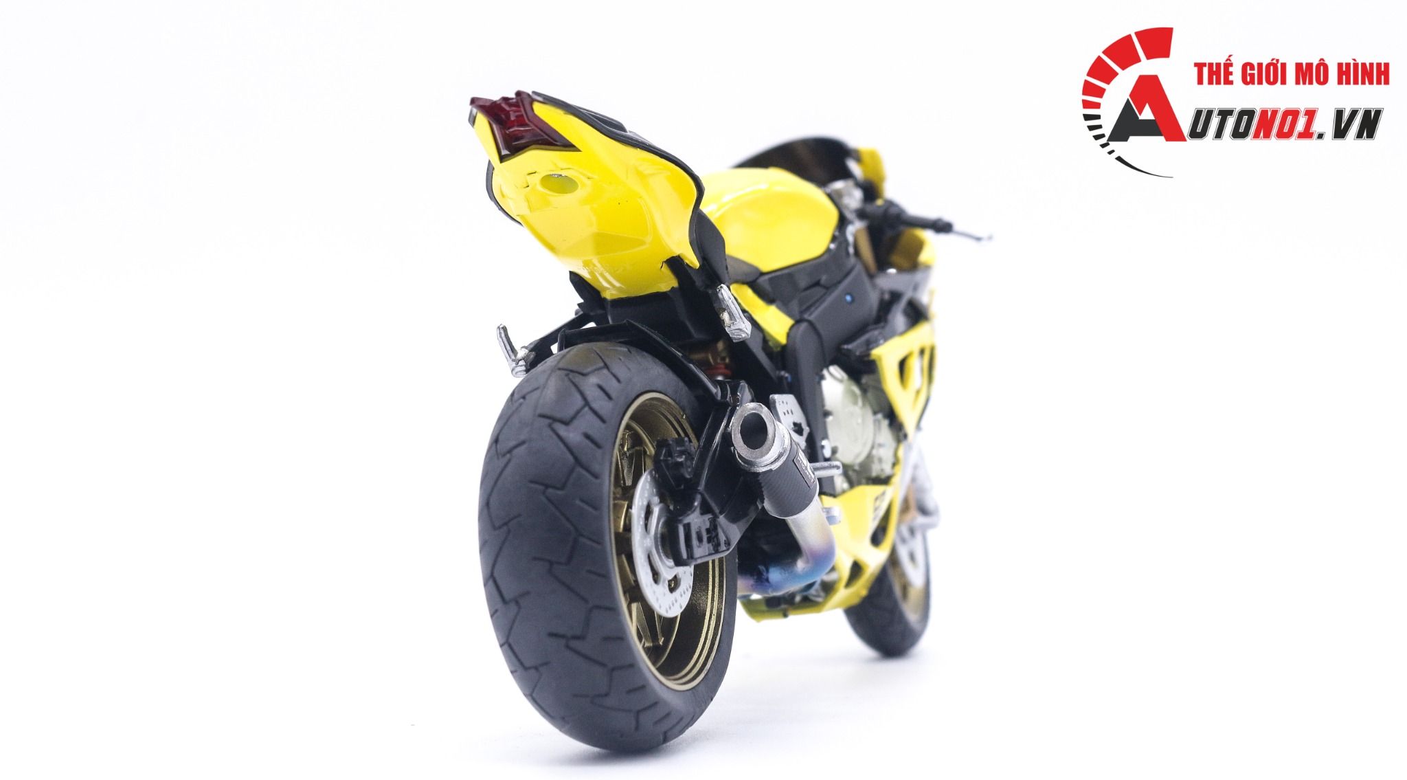  Mô hình xe độ BMW S1000RR Cá Mập vàng độ mâm - độ pô tỉ lệ 1:12 Autono1 Joycity D022G 