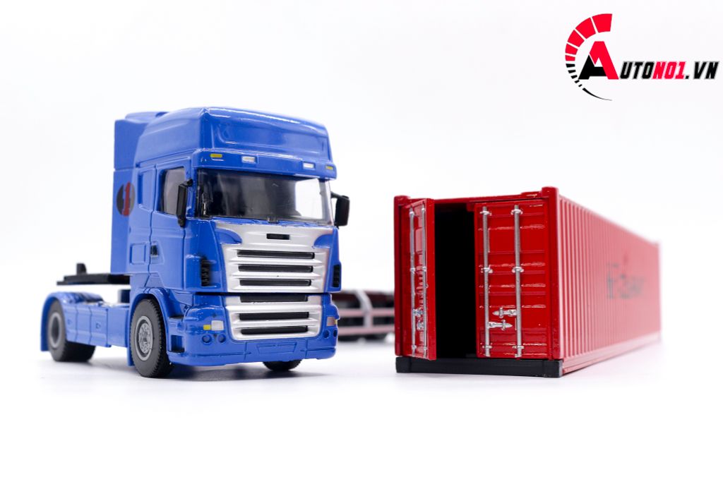 MÔ HÌNH XE CONTAINER BLUE RED 1:50 HUAYI ALLOY 7648