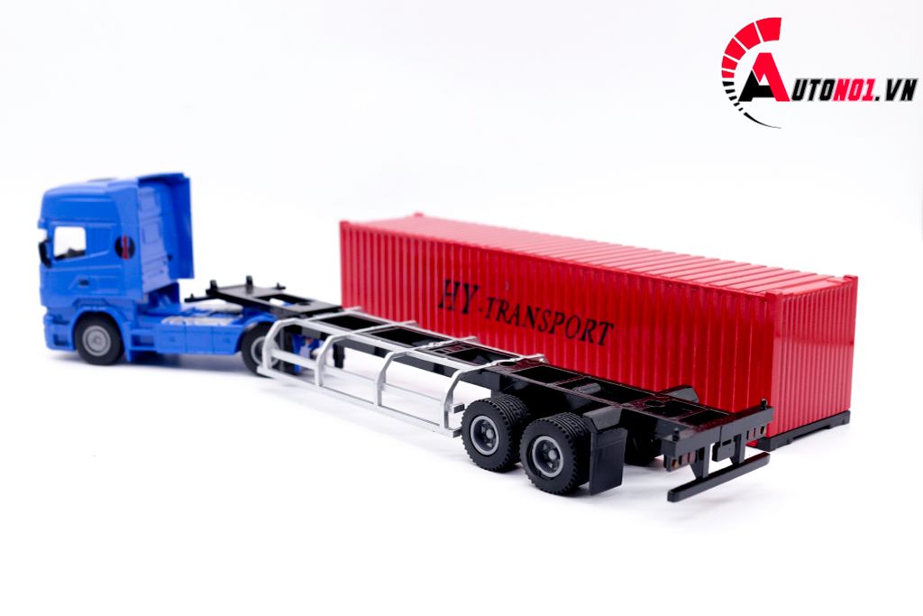 MÔ HÌNH XE CONTAINER BLUE RED 1:50 HUAYI ALLOY 7648