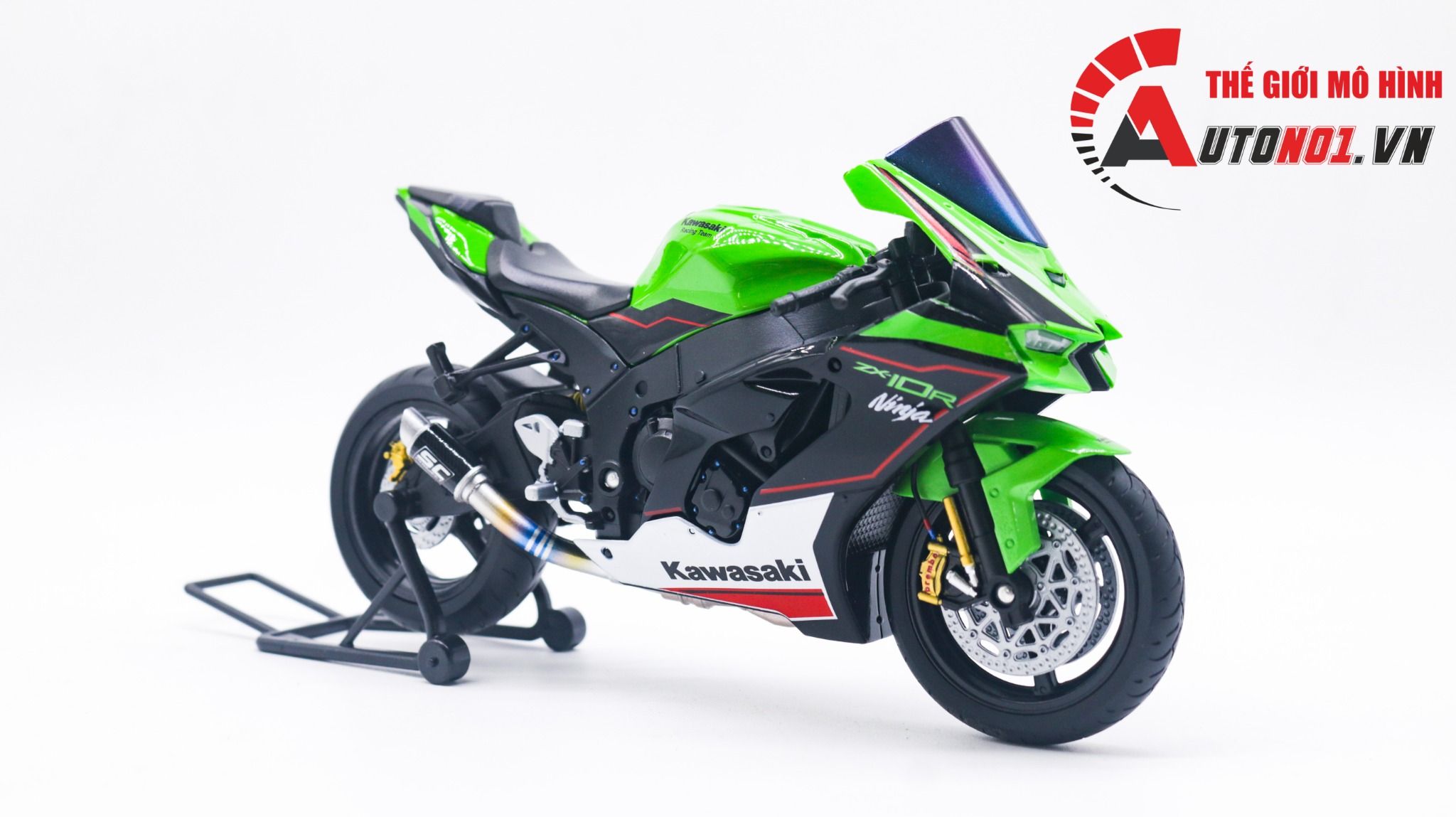 Mô hình xe cao cấp Kawasaki Ninja ZX-10R độ pô 1:12 Autono1 Welly D240B