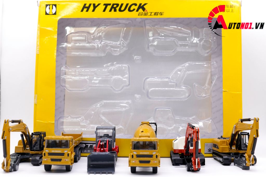 MÔ HÌNH BỘ 6 XE CÔNG TRÌNH 1:60 HYTRUCK 7602