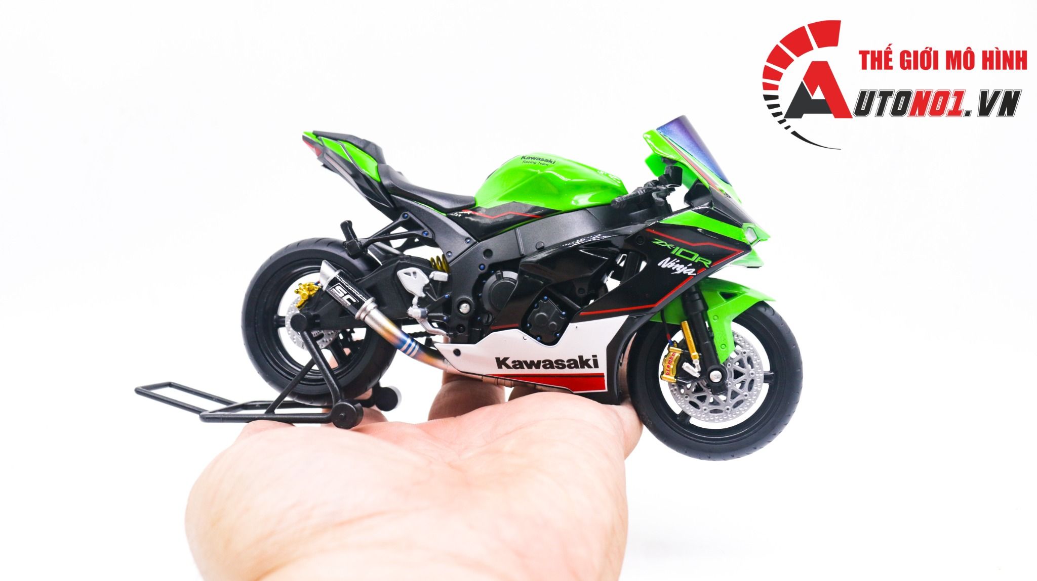 Mô hình xe cao cấp Kawasaki Ninja ZX-10R độ pô 1:12 Autono1 Welly D240B