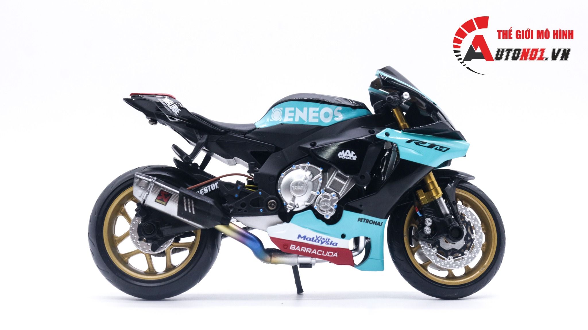 Mô hình xe độ Yamaha R1m Petronas race độ pô Akrapovic 1:12 Autono1 MSZ D028M