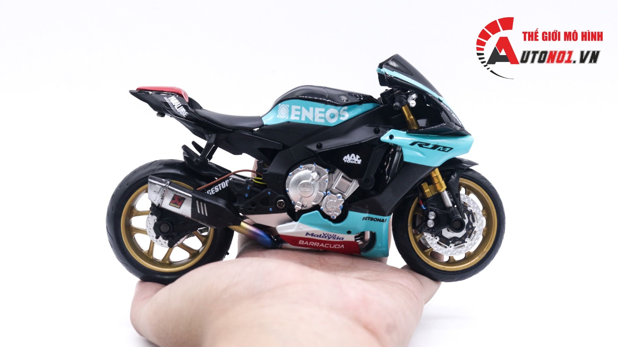  Mô hình xe độ Yamaha R1m Petronas race độ pô Akrapovic 1:12 Autono1 MSZ D028M 