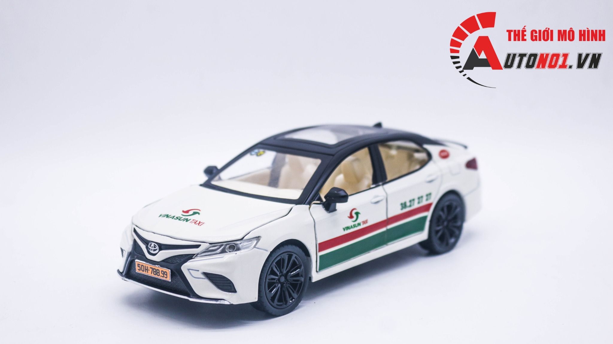 Mô hình xe độ dịch vụ Toyota Camry độ dịch vụ Taxi Vinasun tỉ lệ 1:24 Chezhi Autono1 OT501