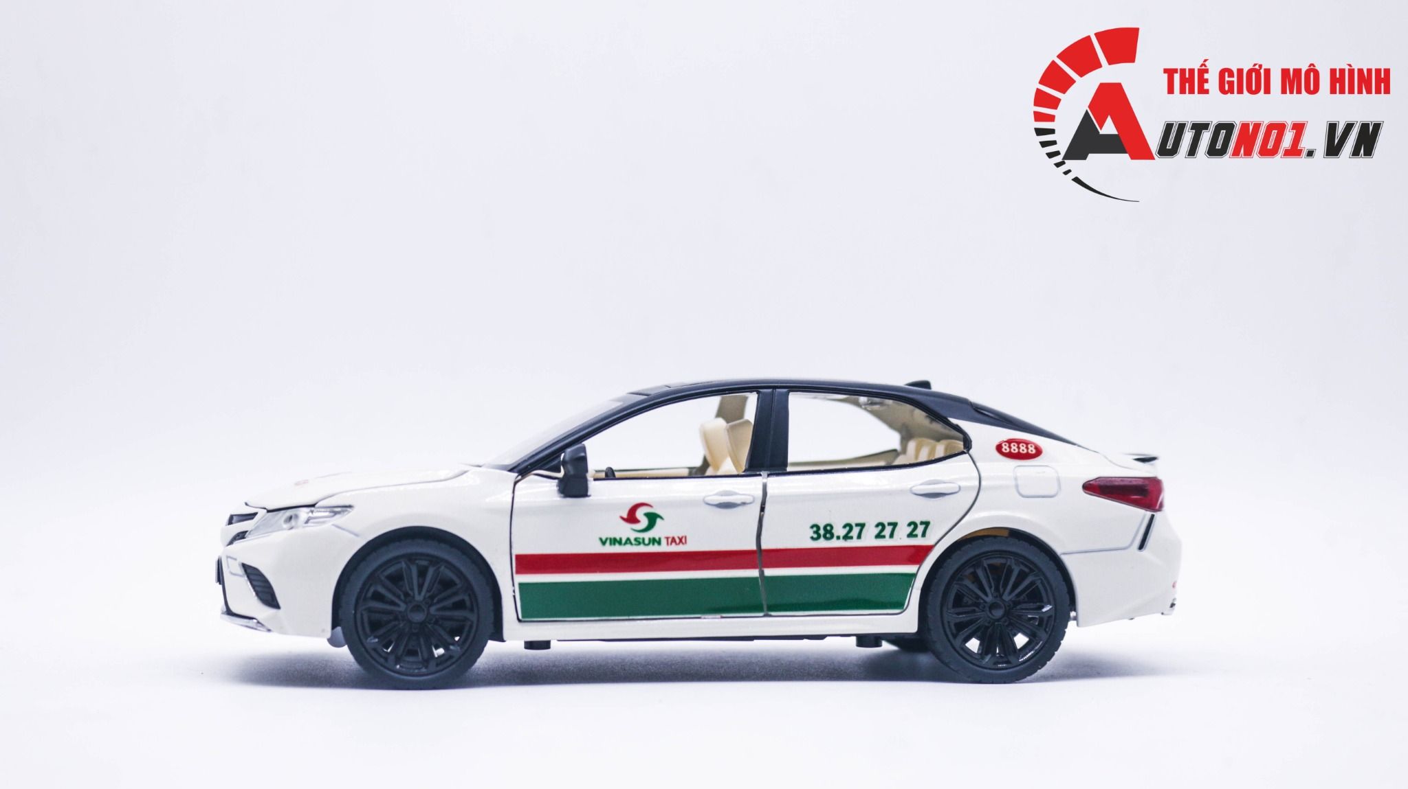 Mô hình xe độ dịch vụ Toyota Camry độ dịch vụ Taxi Vinasun tỉ lệ 1:24 Chezhi Autono1 OT501