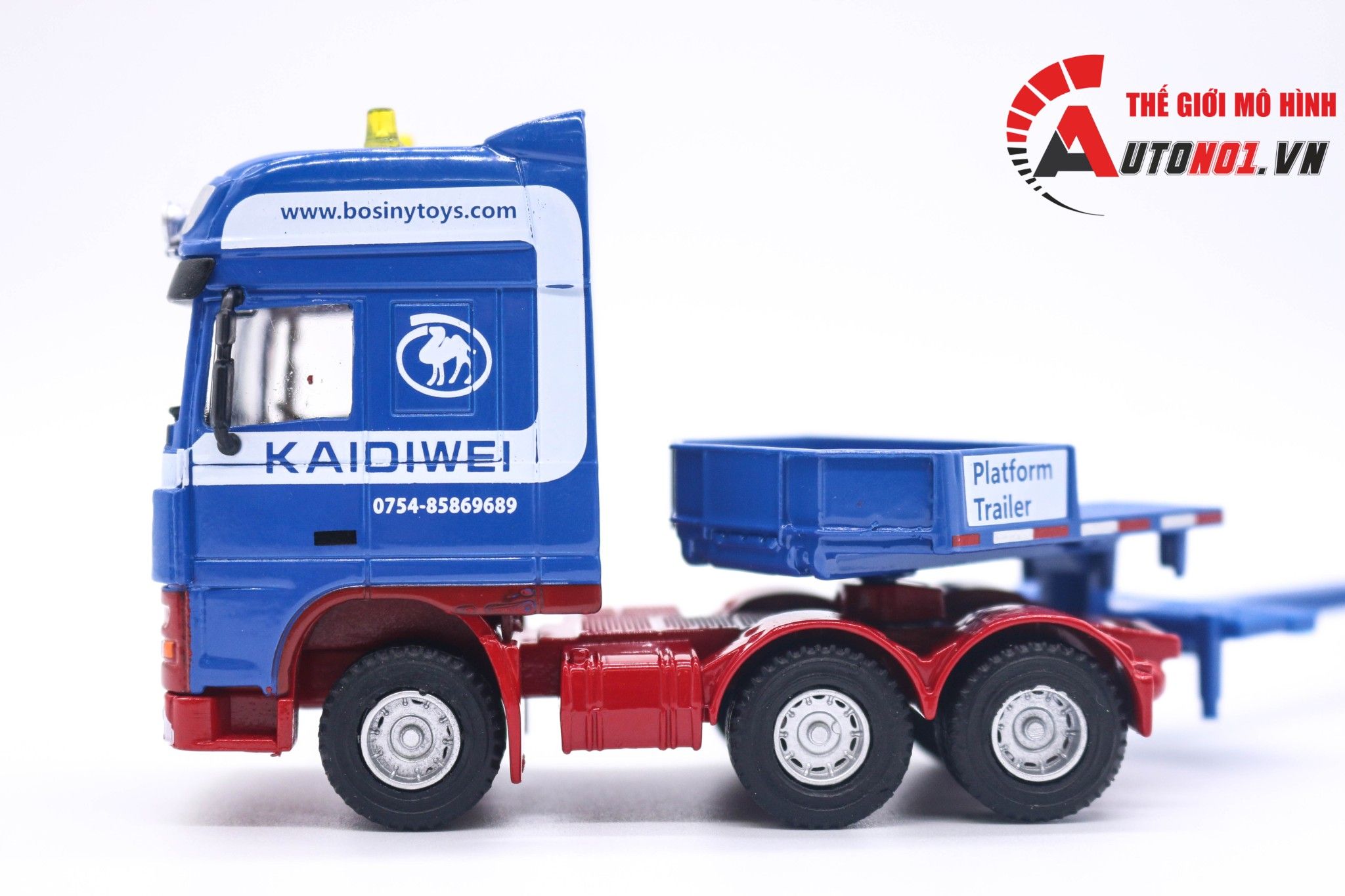  Mô hình xe container hạng nặng xanh 2 thùng kim loại tỉ lệ 1:50 KDW Kaidiwei 625022 6625 