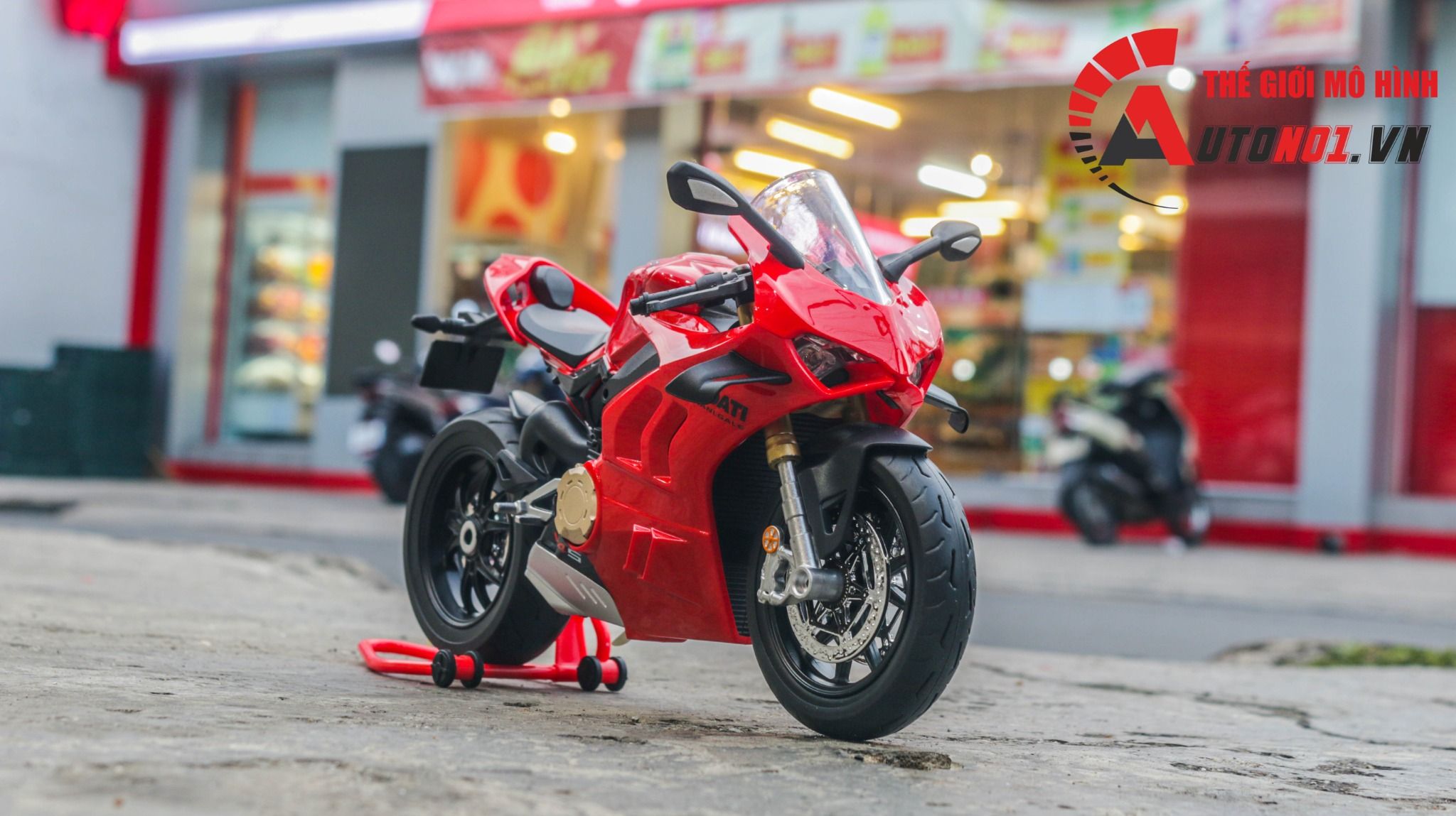 Mô hình mô tô Ducati V4S có âm thanh - đèn - ben nâng tỉ lệ 1:9 Alloy Model MT087