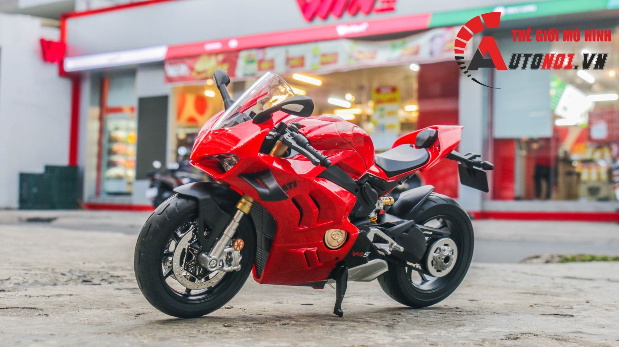 Mô hình mô tô Ducati V4S có âm thanh - đèn - ben nâng tỉ lệ 1:9 Alloy Model MT087