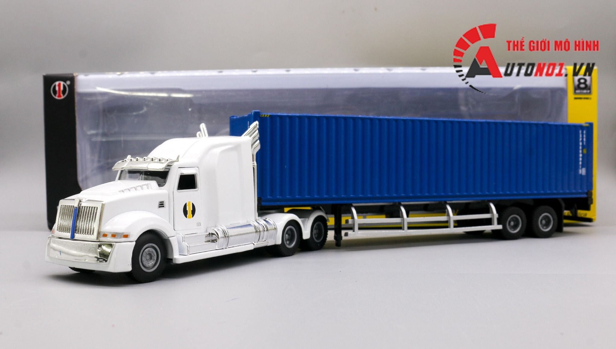  Mô hình xe container kéo thùng lạnh 1:50 huayi alloy 7916 